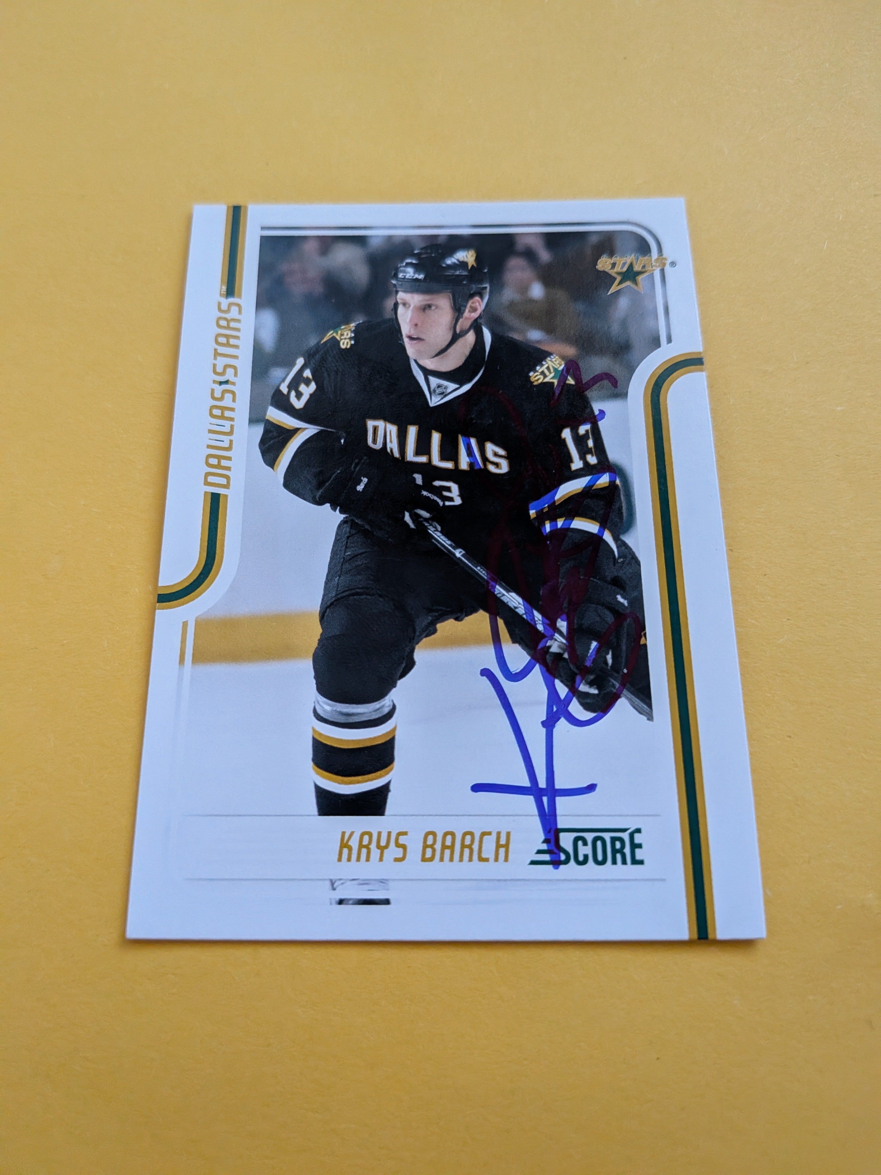 Krys Barch Signed Dallas Stars Card A