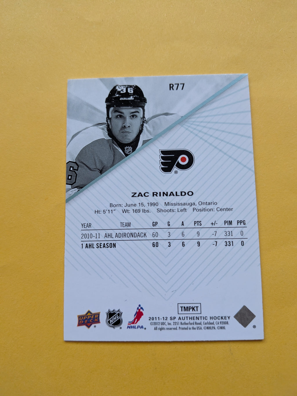 Zac Rinaldo Signed Philadelphia Flyers Card A