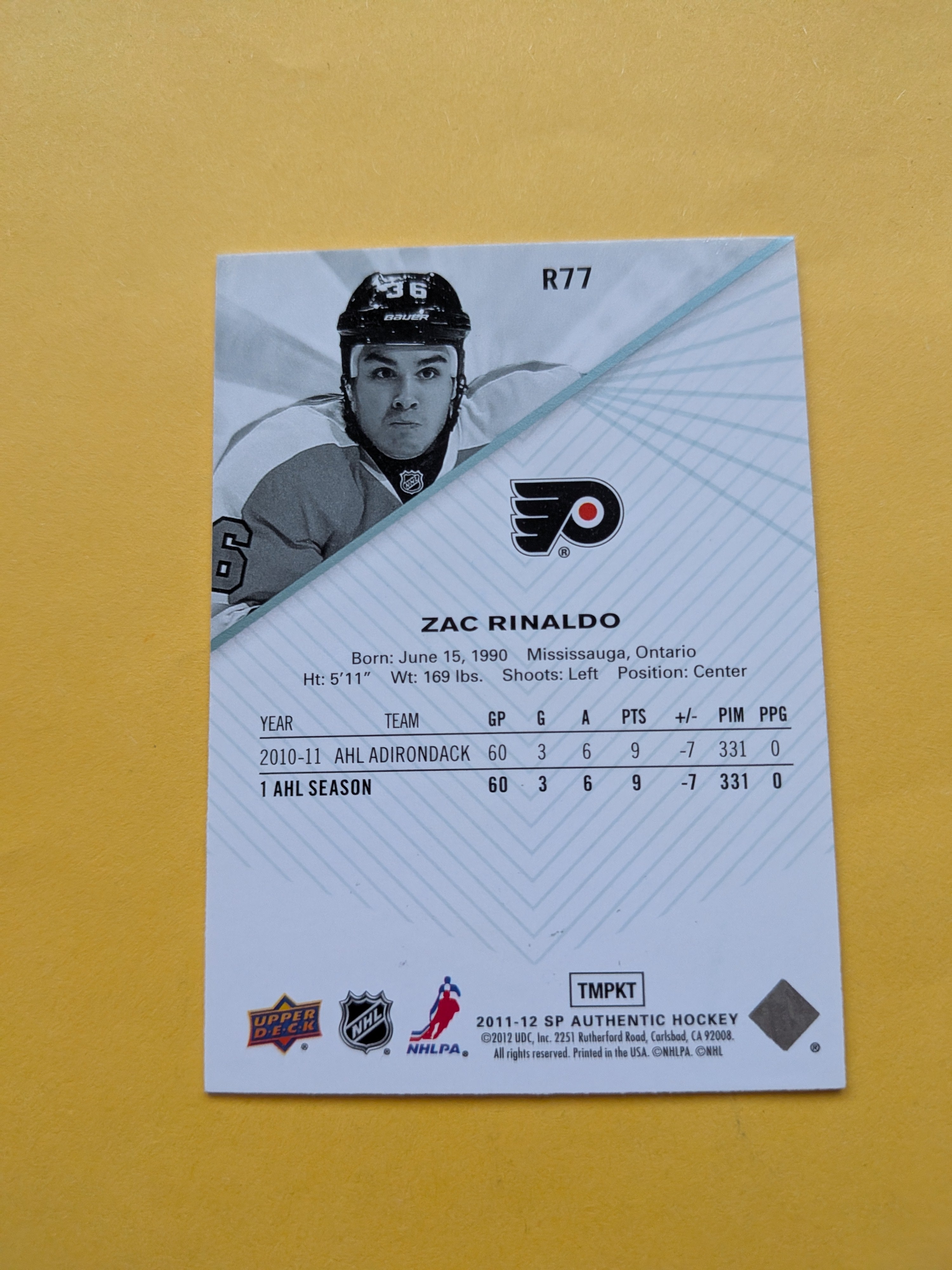 Zac Rinaldo Signed Philadelphia Flyers Card A