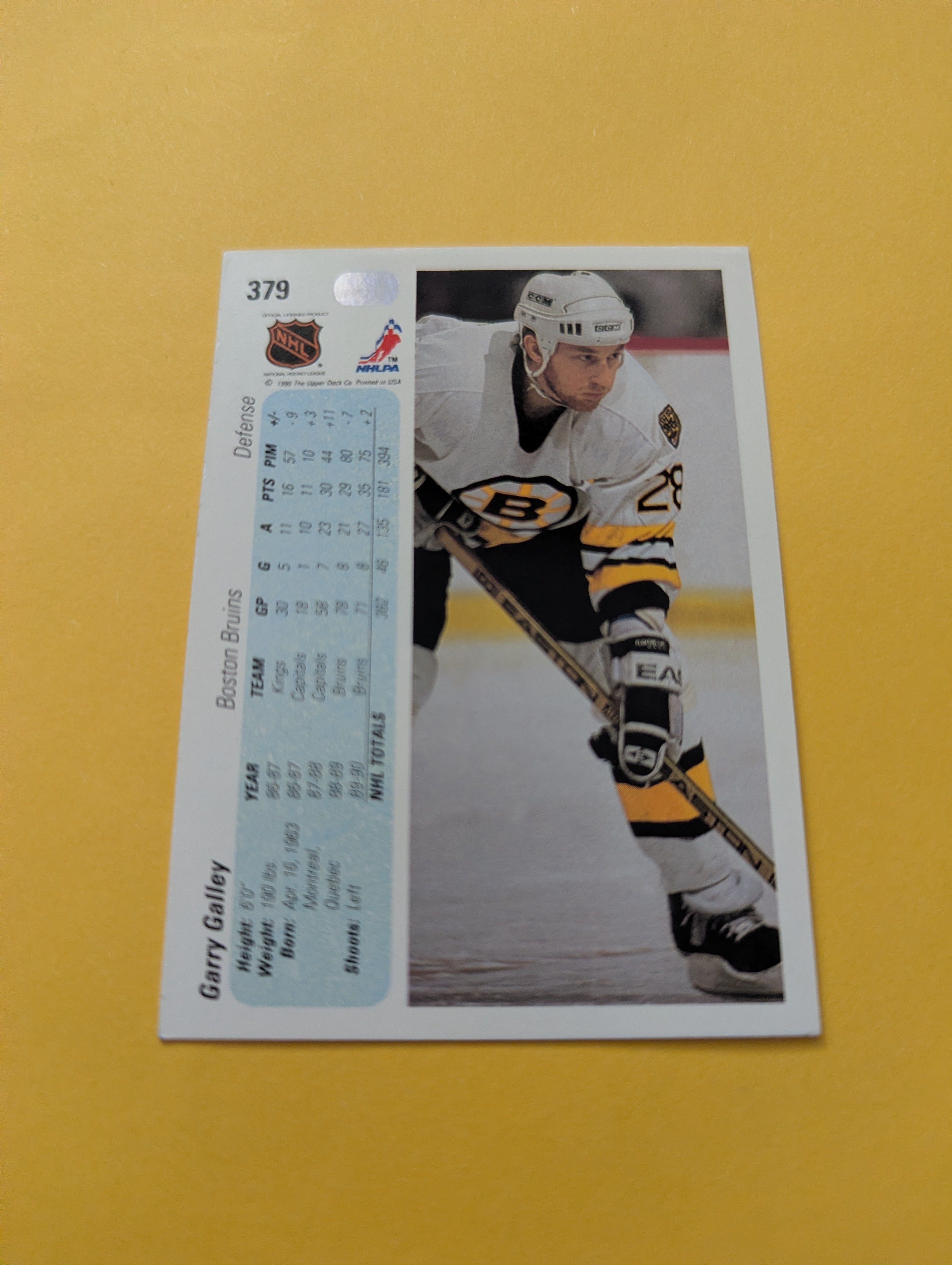 Gary Galley Signed Boston Bruins Card