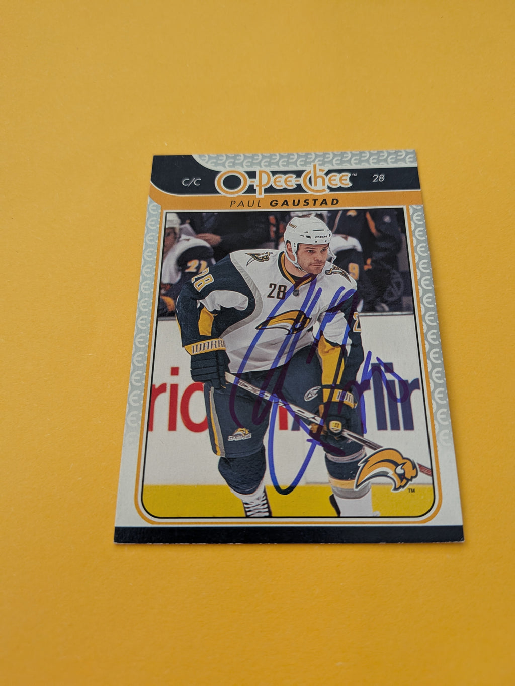 Paul Gaustad Signed Buffalo Sabres Card D