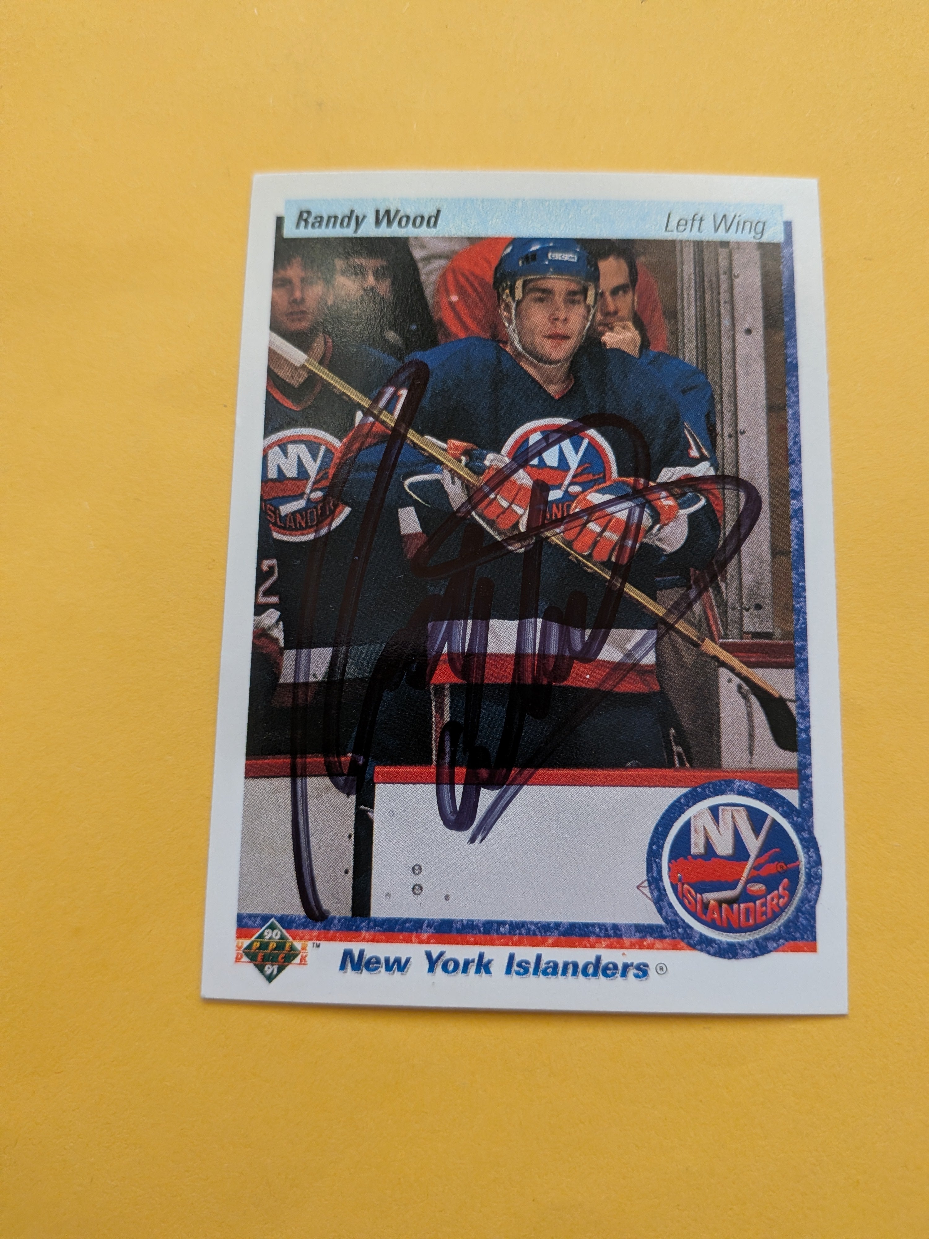 Randy Wood Signed New York Islanders Card G