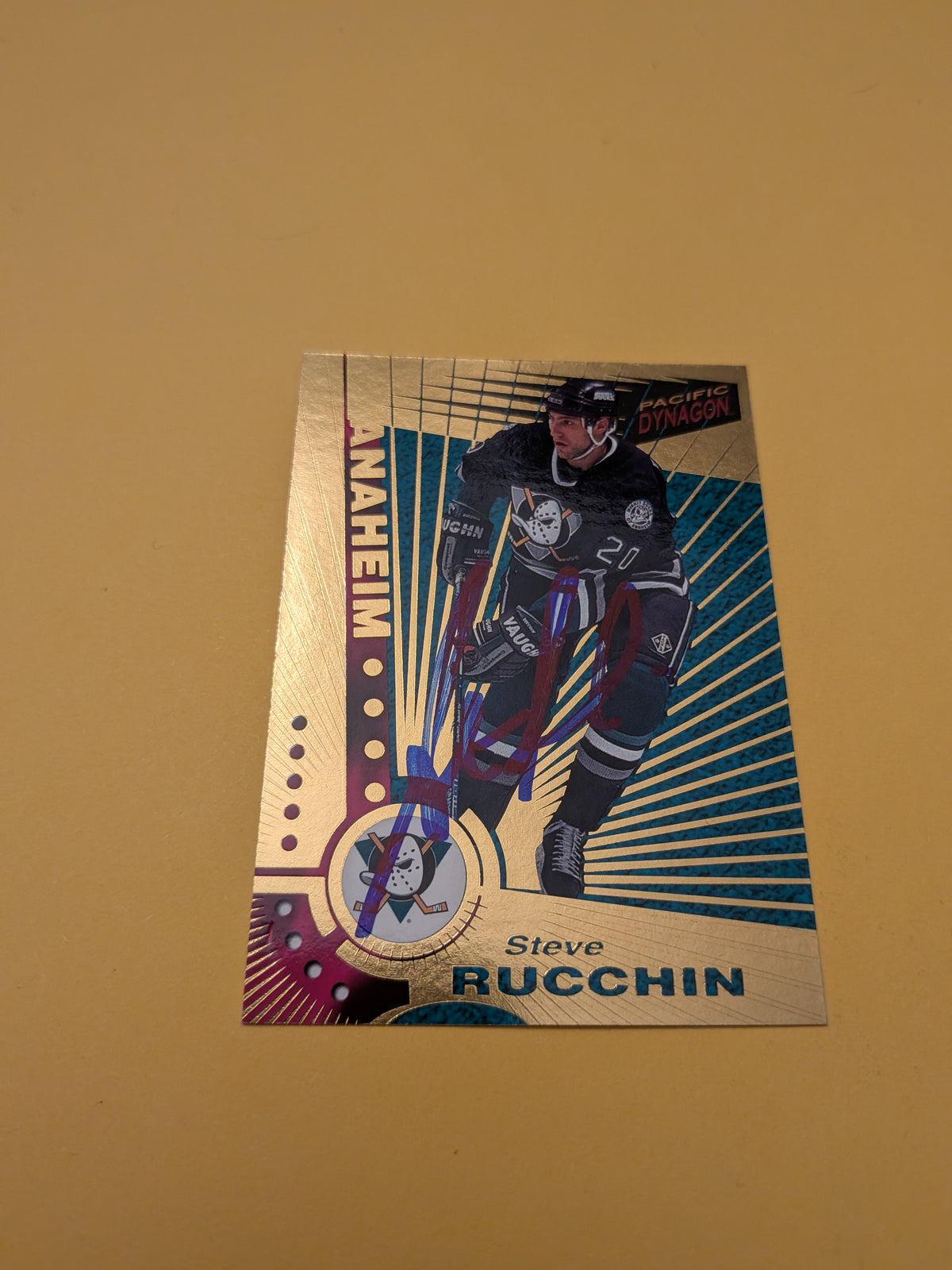 Steve Rucchin Signed Anaheim Ducks Card A