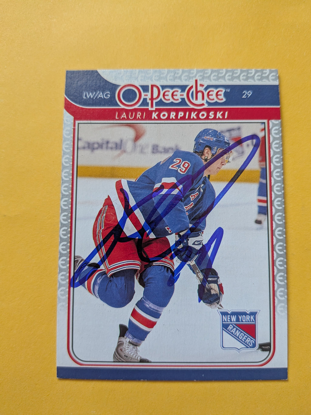 Lauri Korpikoski Signed New York Rangers Card A