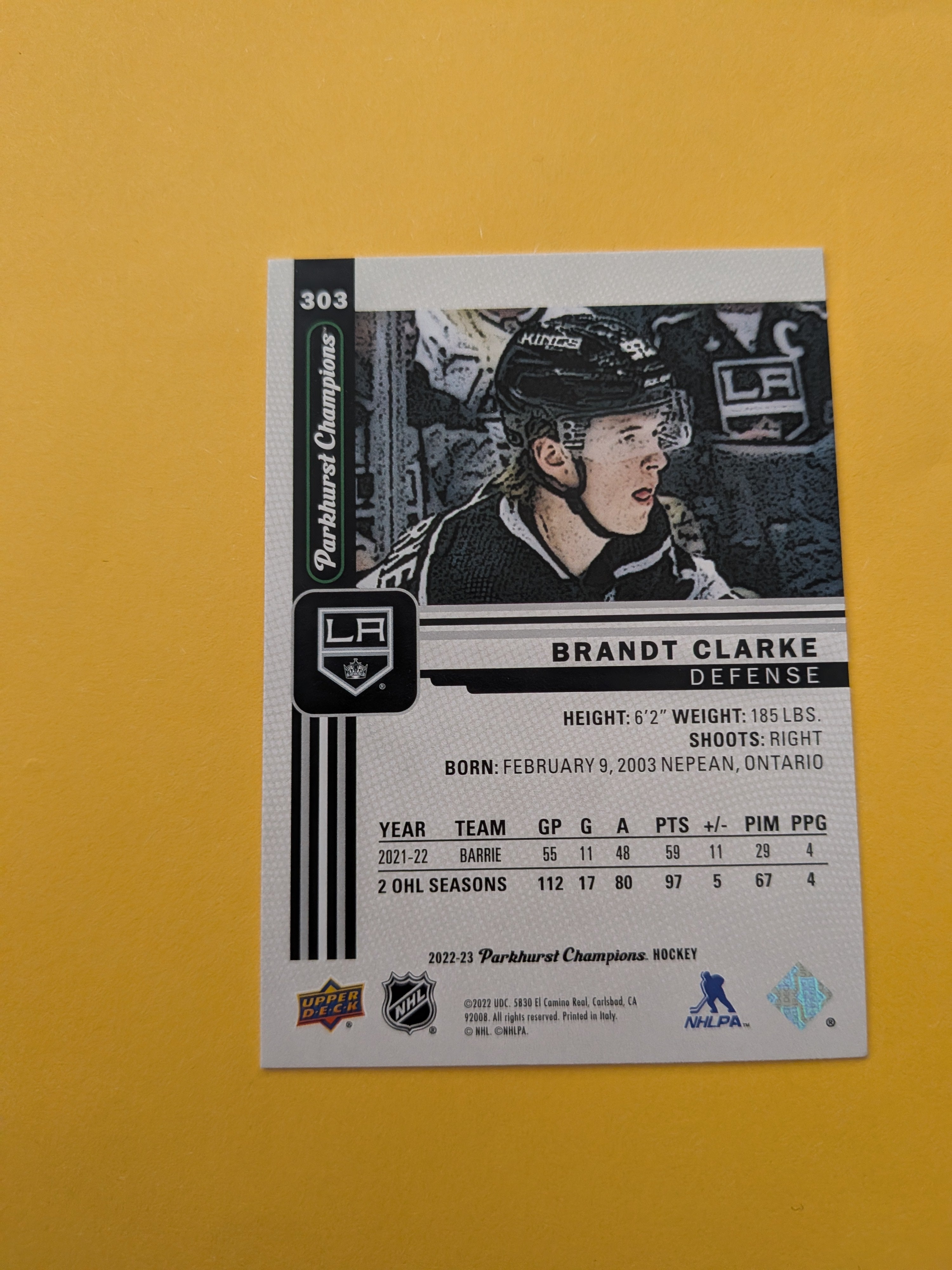 Brandt Clarke 22-23 Parkhurst Champions Rookie Card