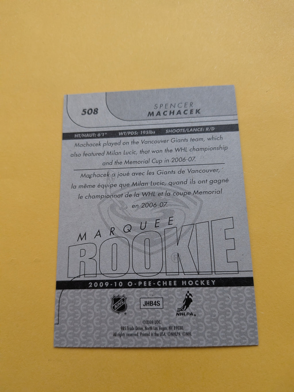 Spencer Machacek Signed Atlanta Thrashers Rookie Card A