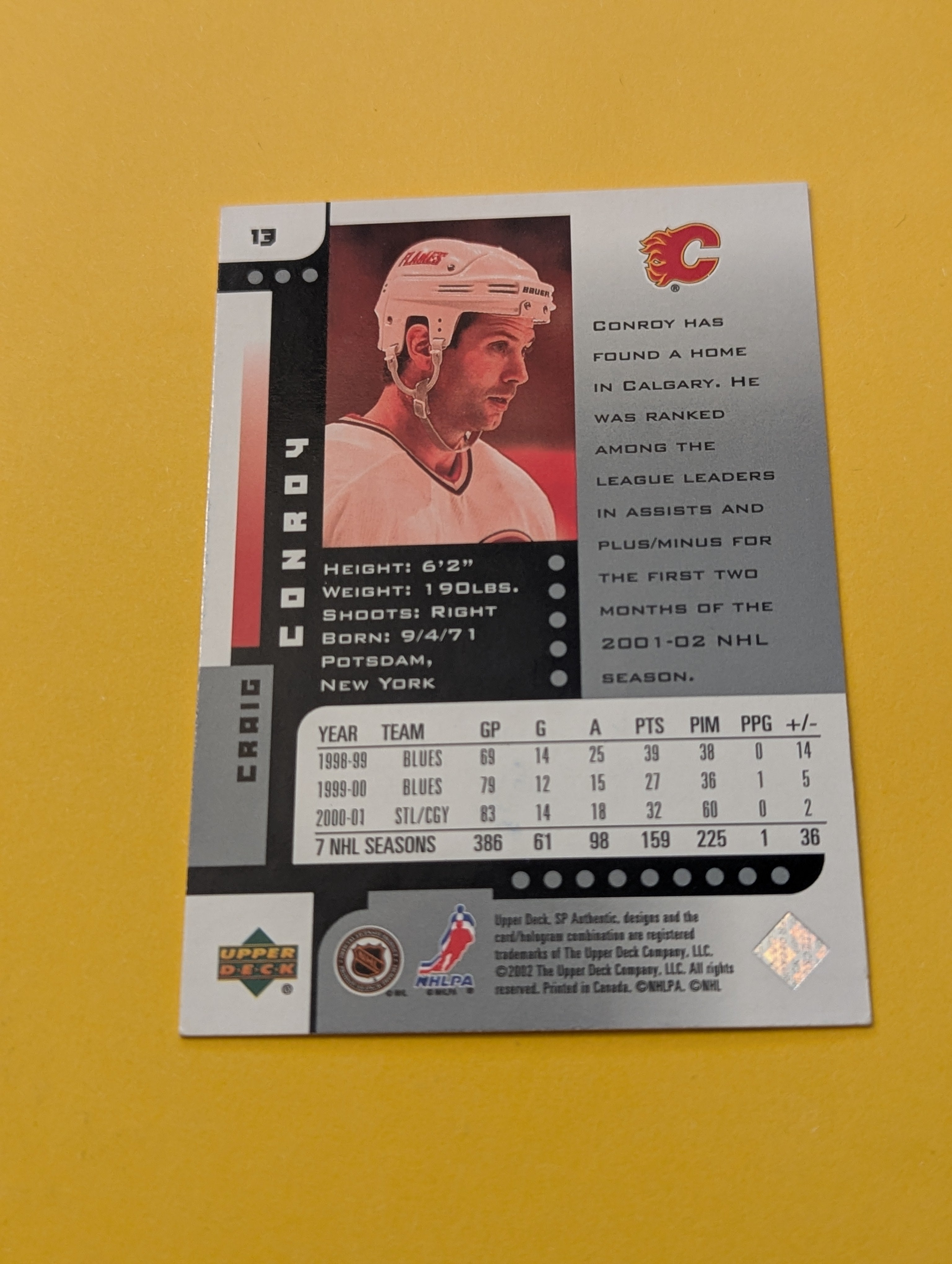 Craig Conroy Signed Calgary Flames Card