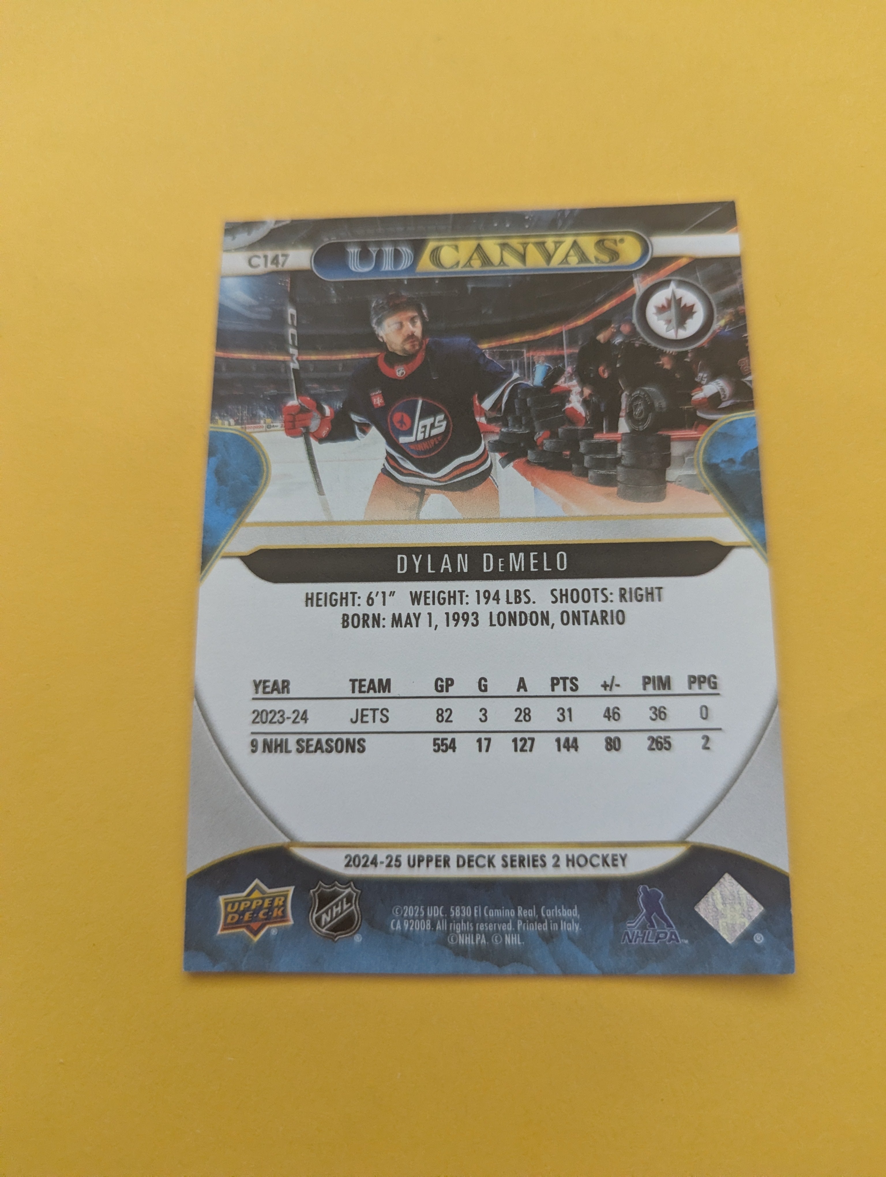 Dylan Demelo 24-25 Upper Deck UD Canvas Card