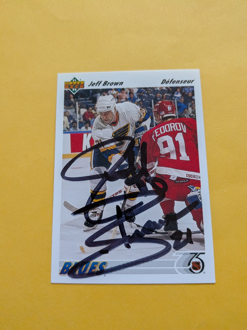 Jeff Brown Signed St. Louis Blues Card H