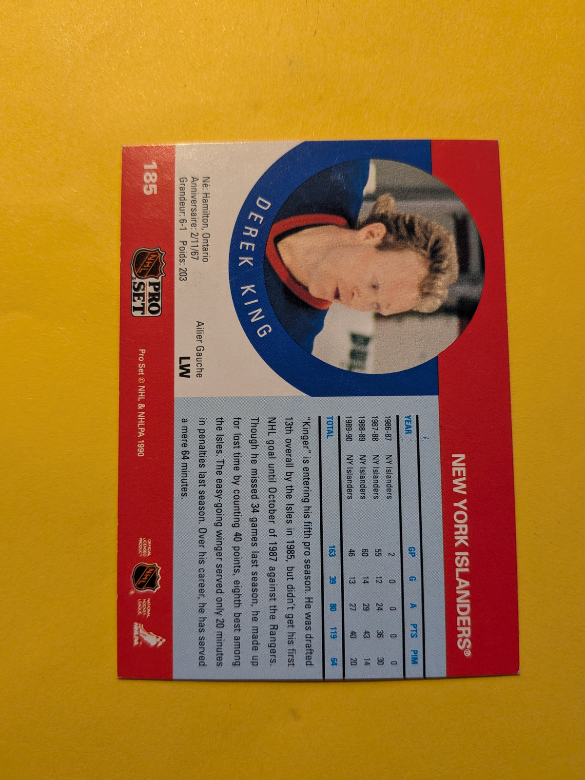 Derek King Signed New York Islanders Card C