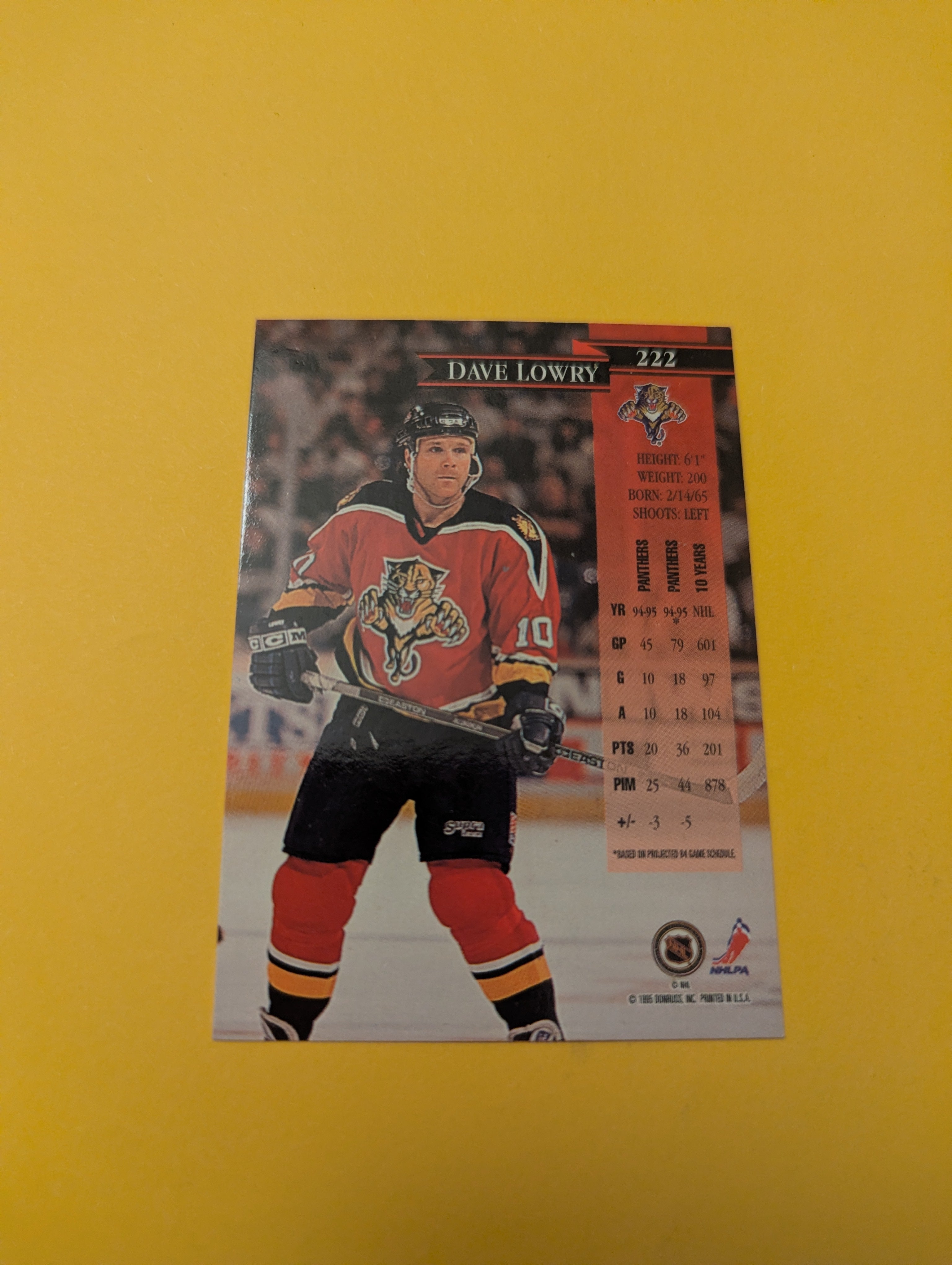 Dave Lowry Signed Florida Panthers Card