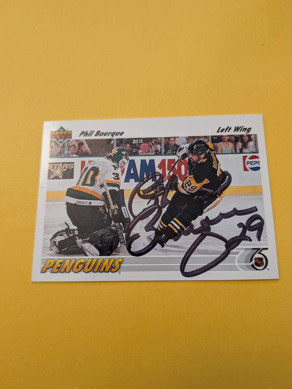 Phil Bourque Signed Pittsburgh Penguins Card C