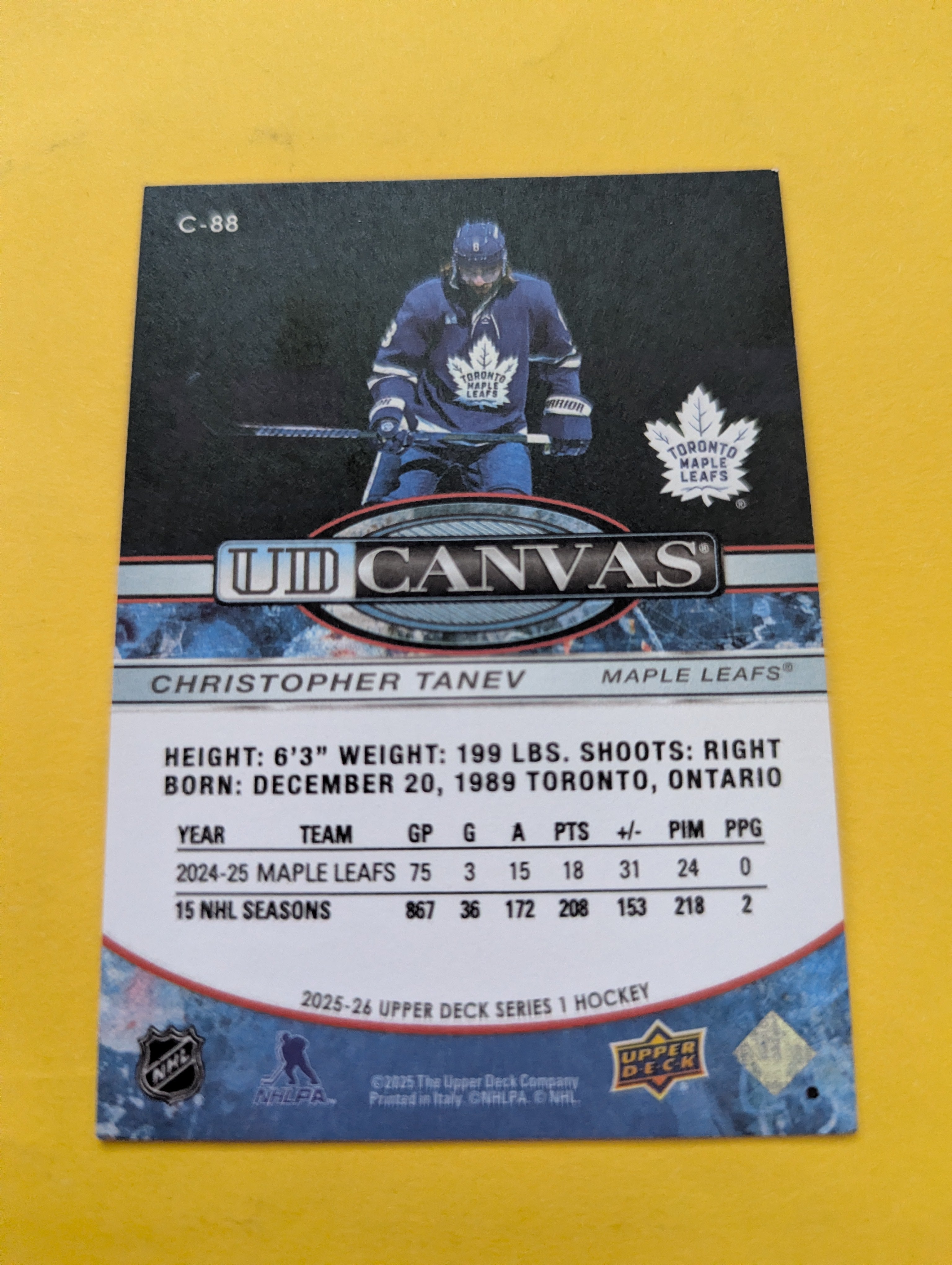 Christopher Tanev 25-26 Upper Deck UD Canvas Card