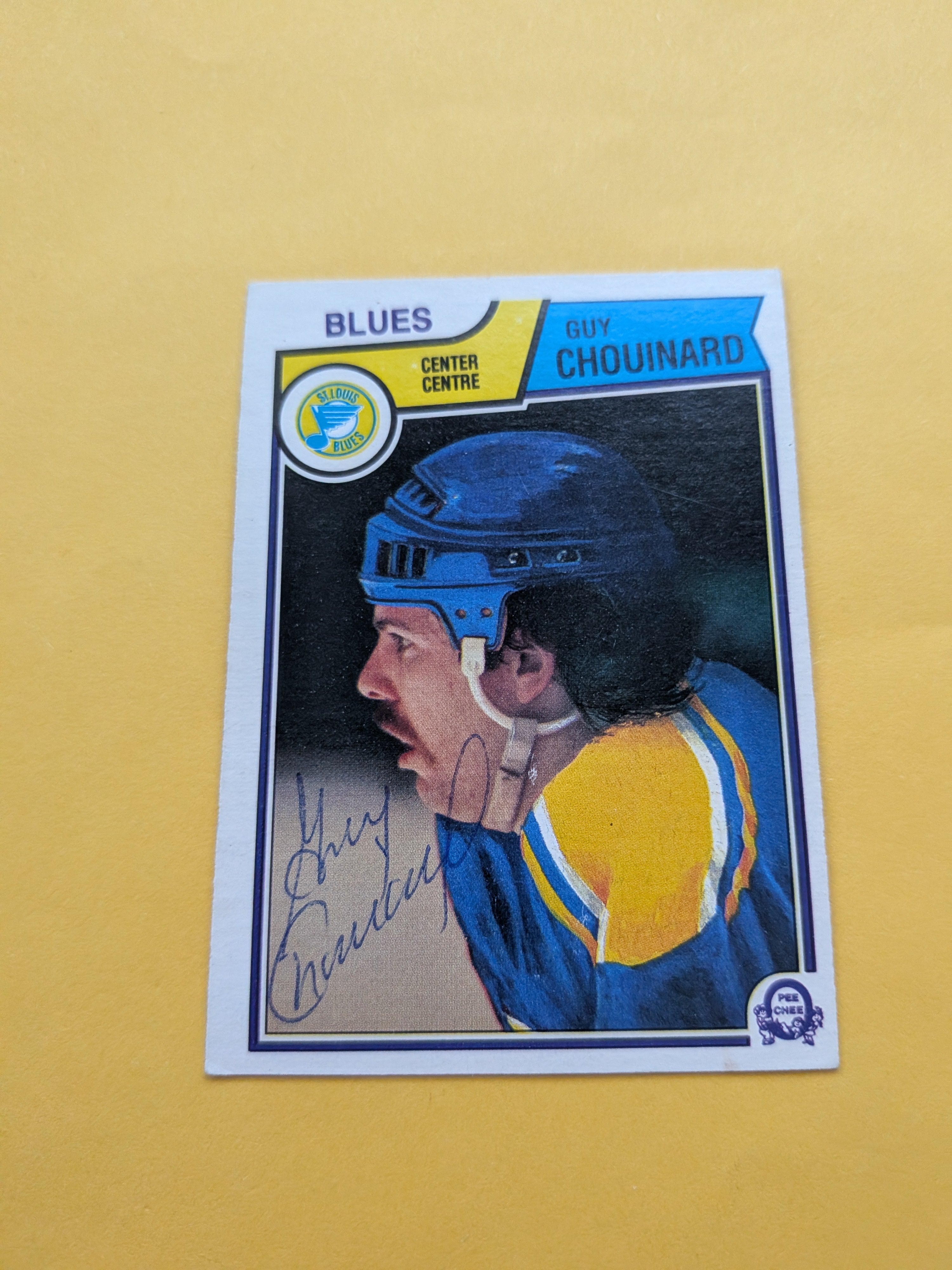 Guy Chouinard Signed St. Louis Blues Card A
