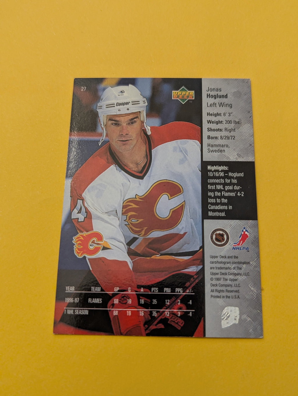 Jonas Hoglund Signed Calgary Flames Card