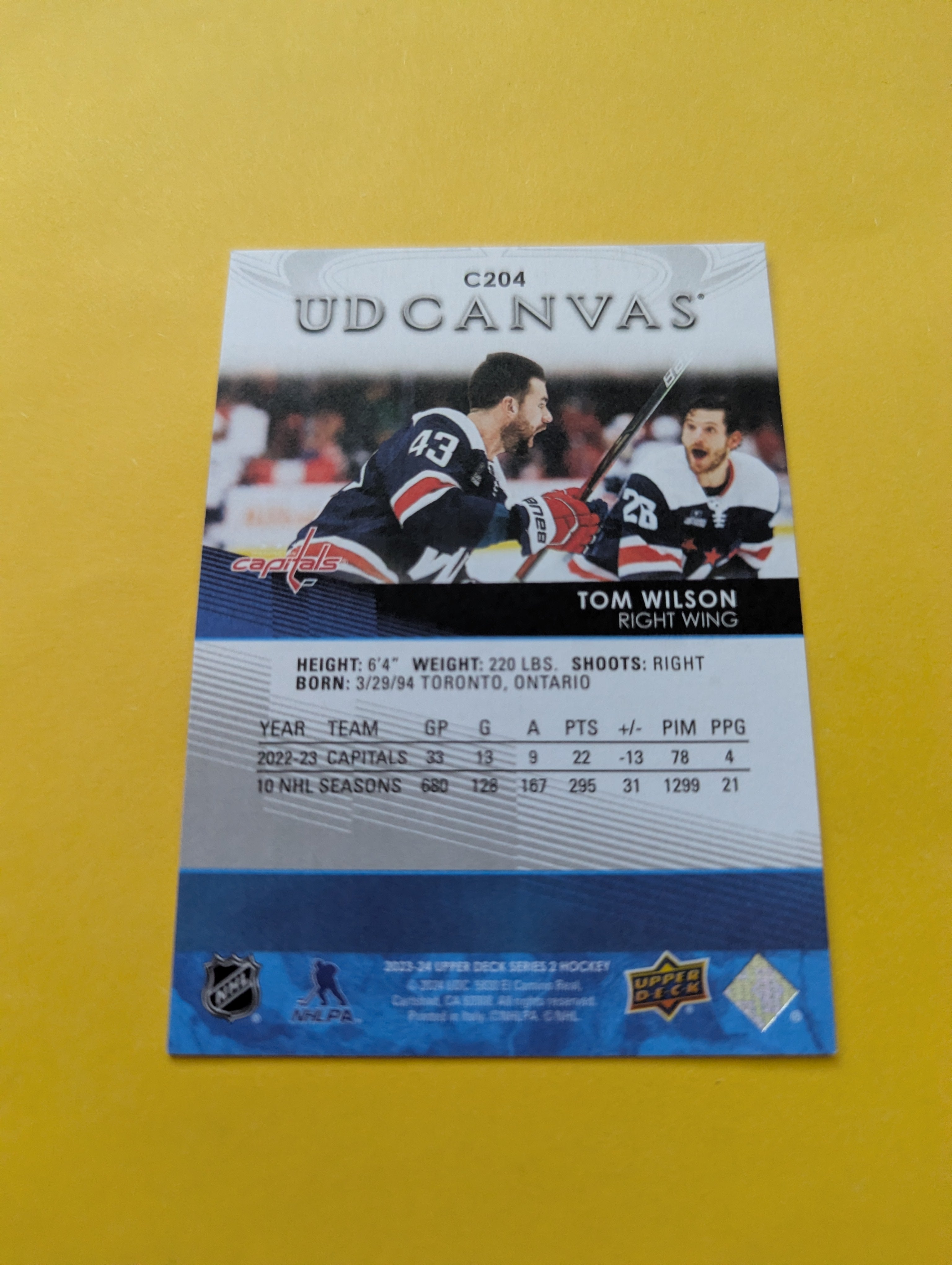 Tom Wilson 23-24 Upper Deck UD Canvas Card