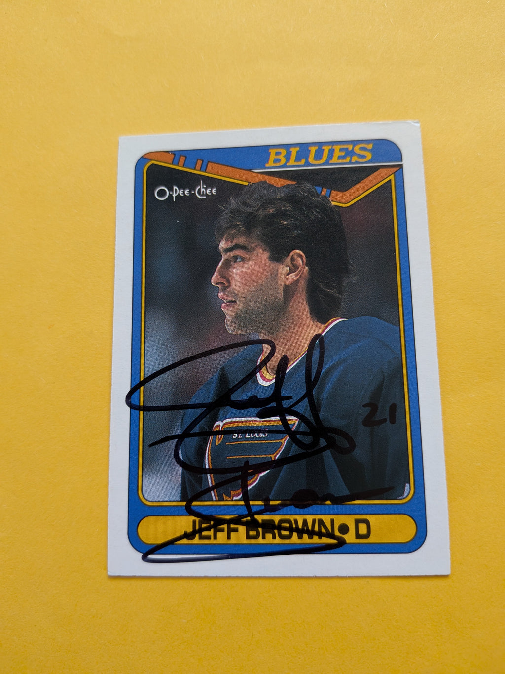 Jeff Brown Signed St. Louis Blues Card G