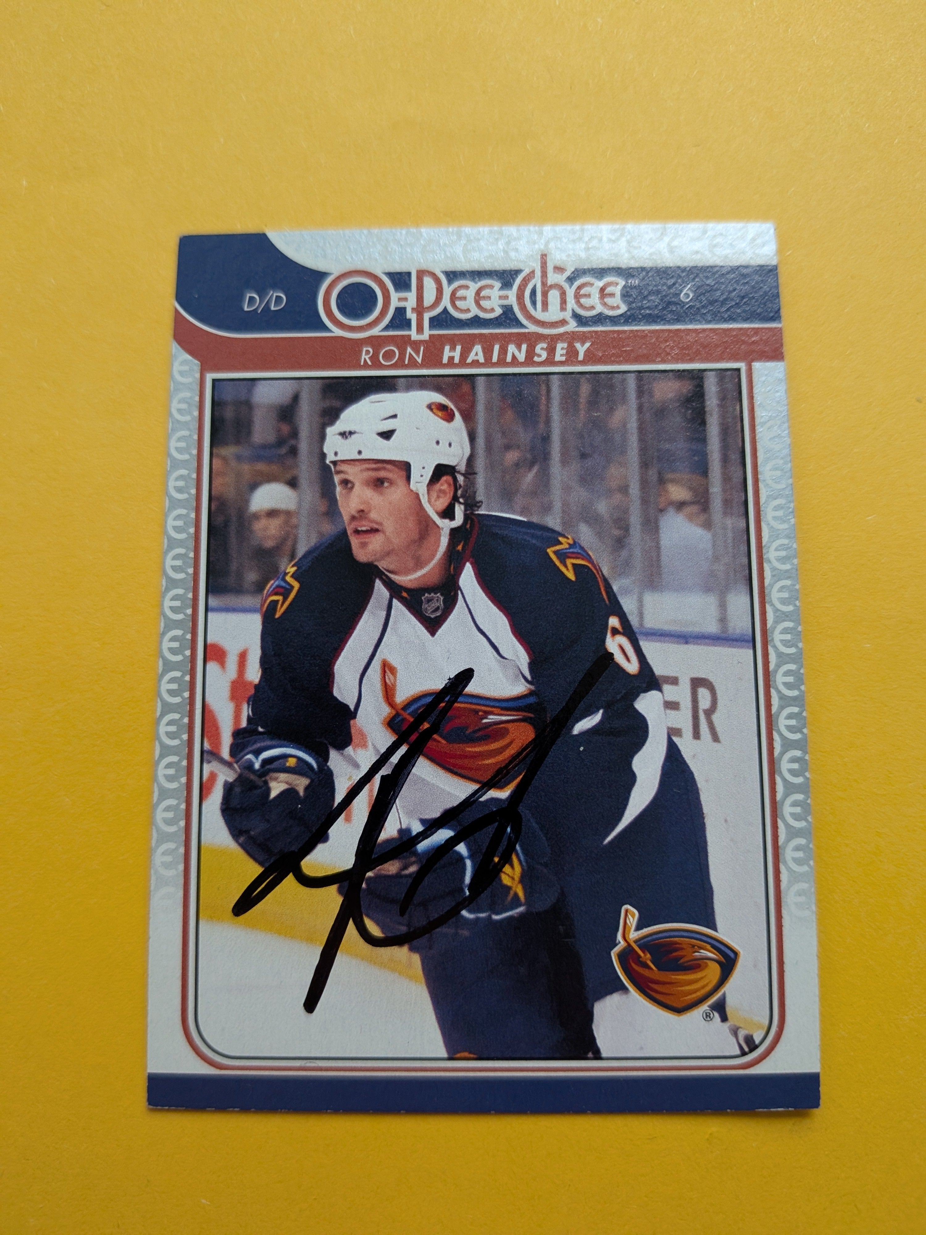 Ron Hainsey Signed Atlanta Thrashers Card B