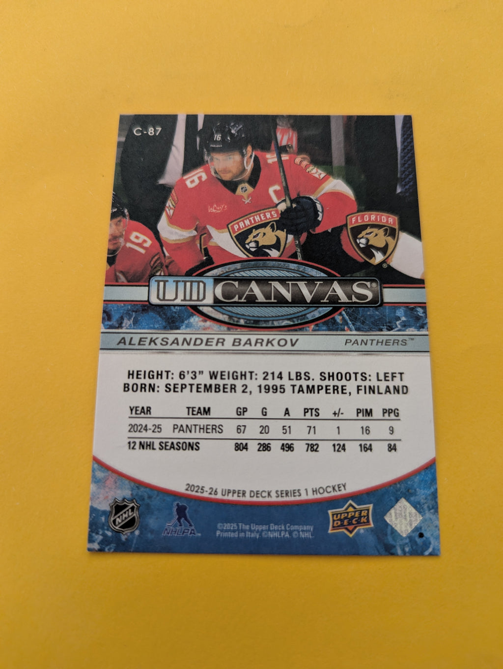 Aleksander Barkov 25-26 Upper Deck UD Canvas Card