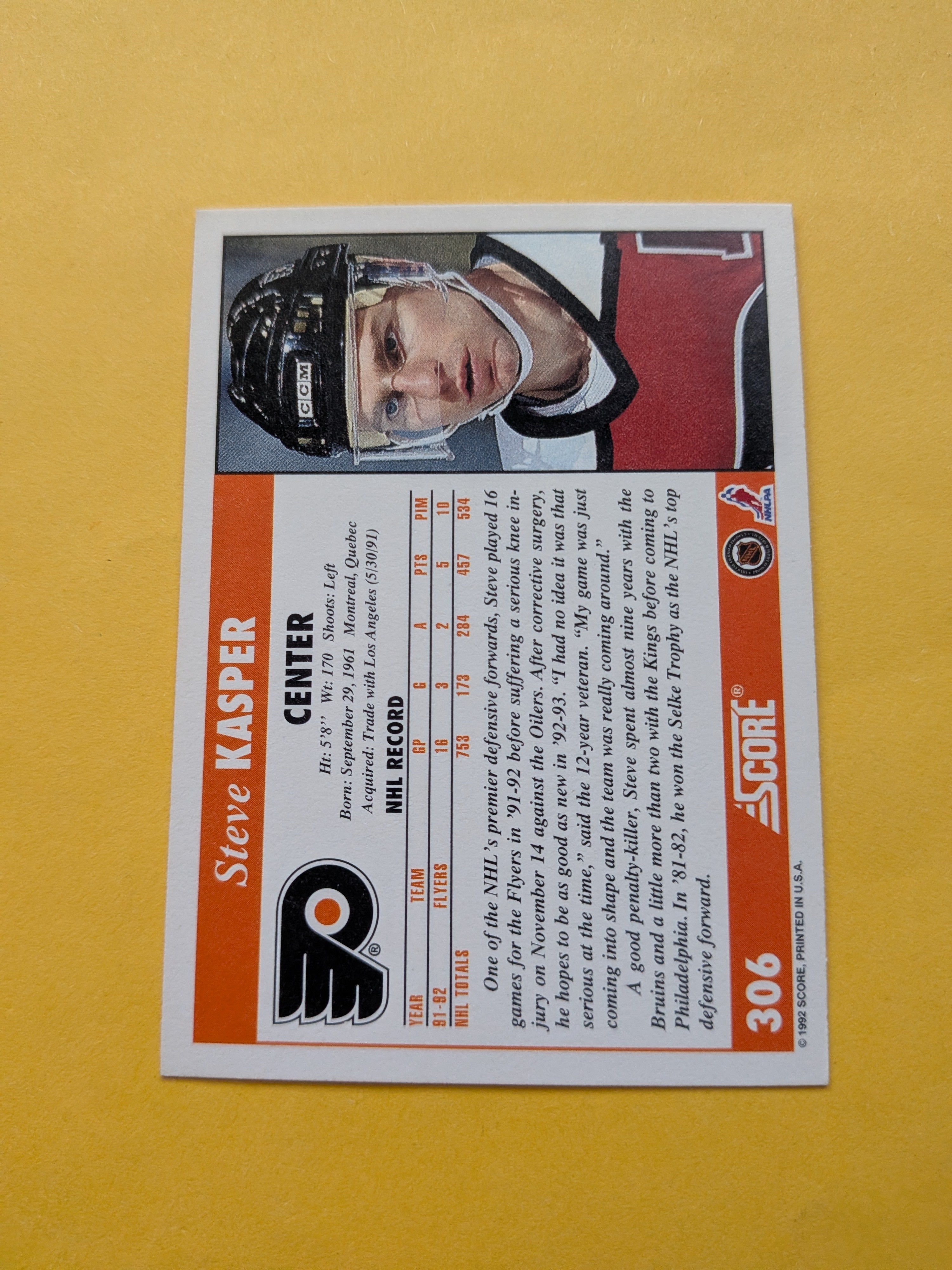 Steve Kasper Signed Philadelphia Flyers Card C