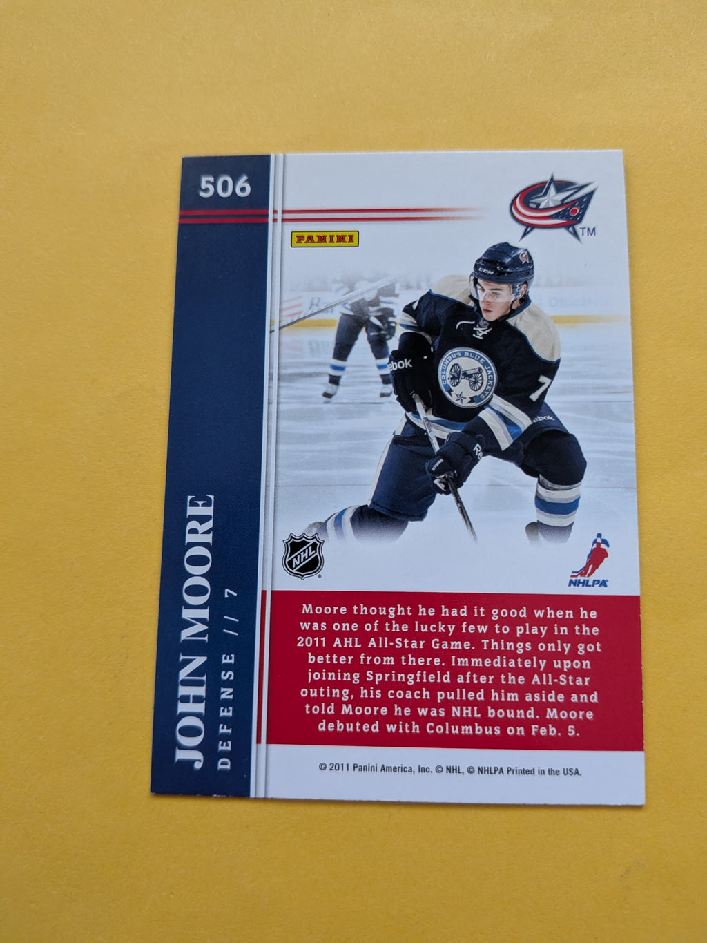 John Moore Signed Columbus Blue Jackets Rookie Card A