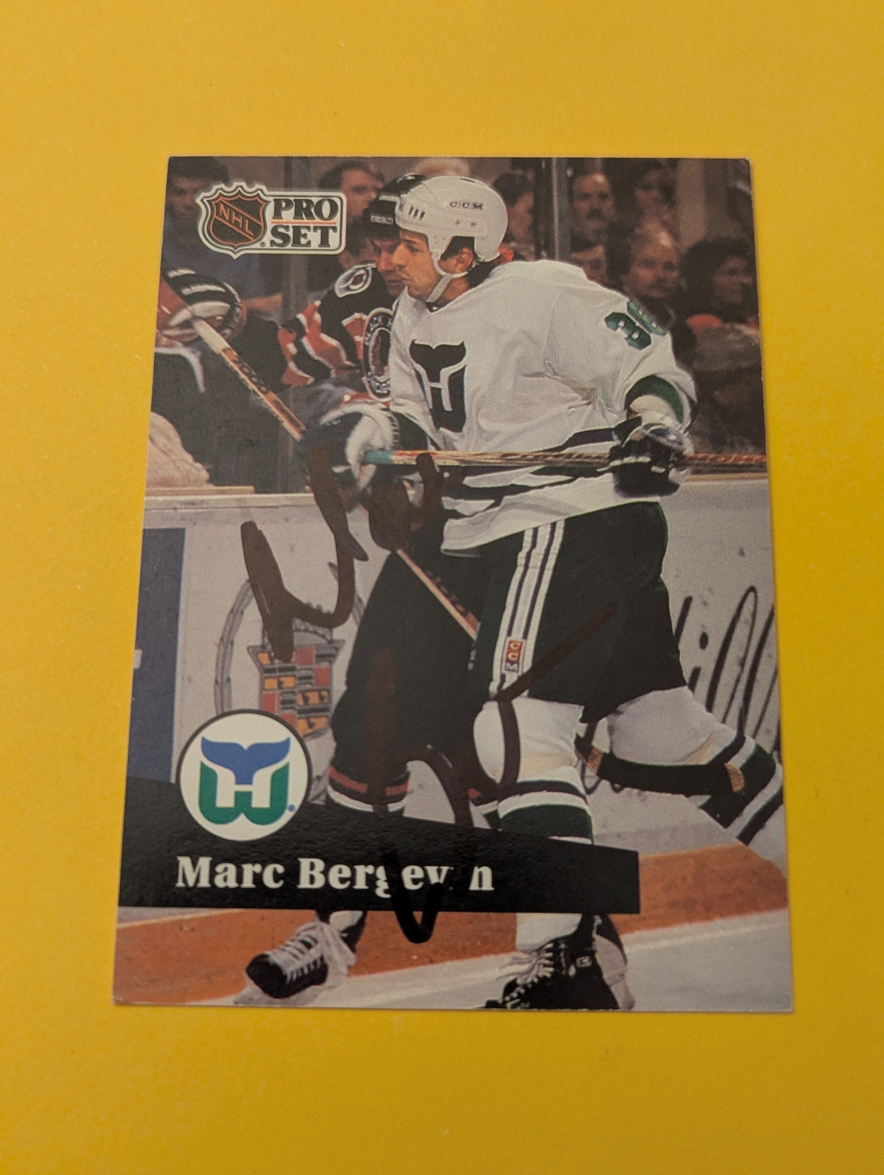 Marc Bergevin Signed Hartford Whalers Card