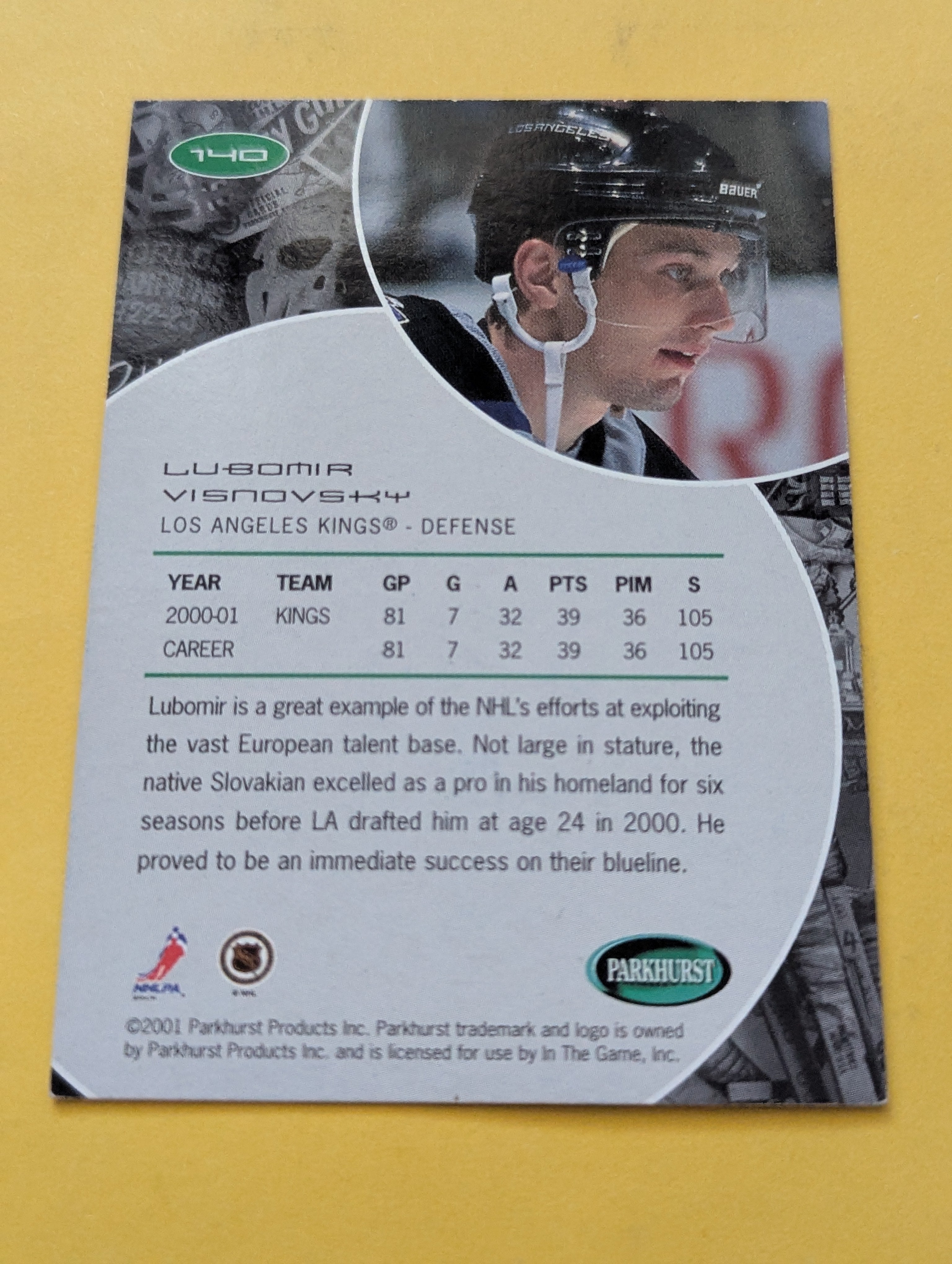Lubomir Visnovsky Signed Los Angeles Kings Card A