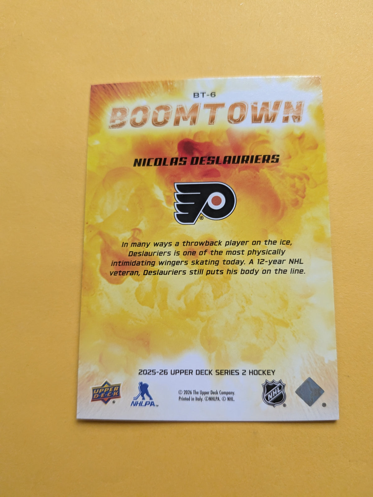 Nicolas Deslauriers 25-26 Upper Deck Boomtown Card