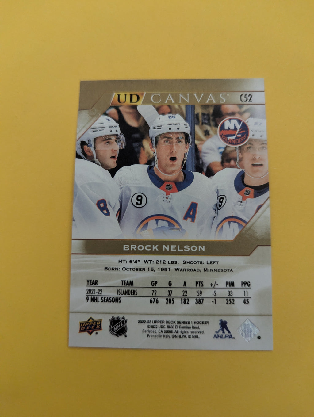 Brock Nelson 22-23 Upper Deck UD Canvas Card