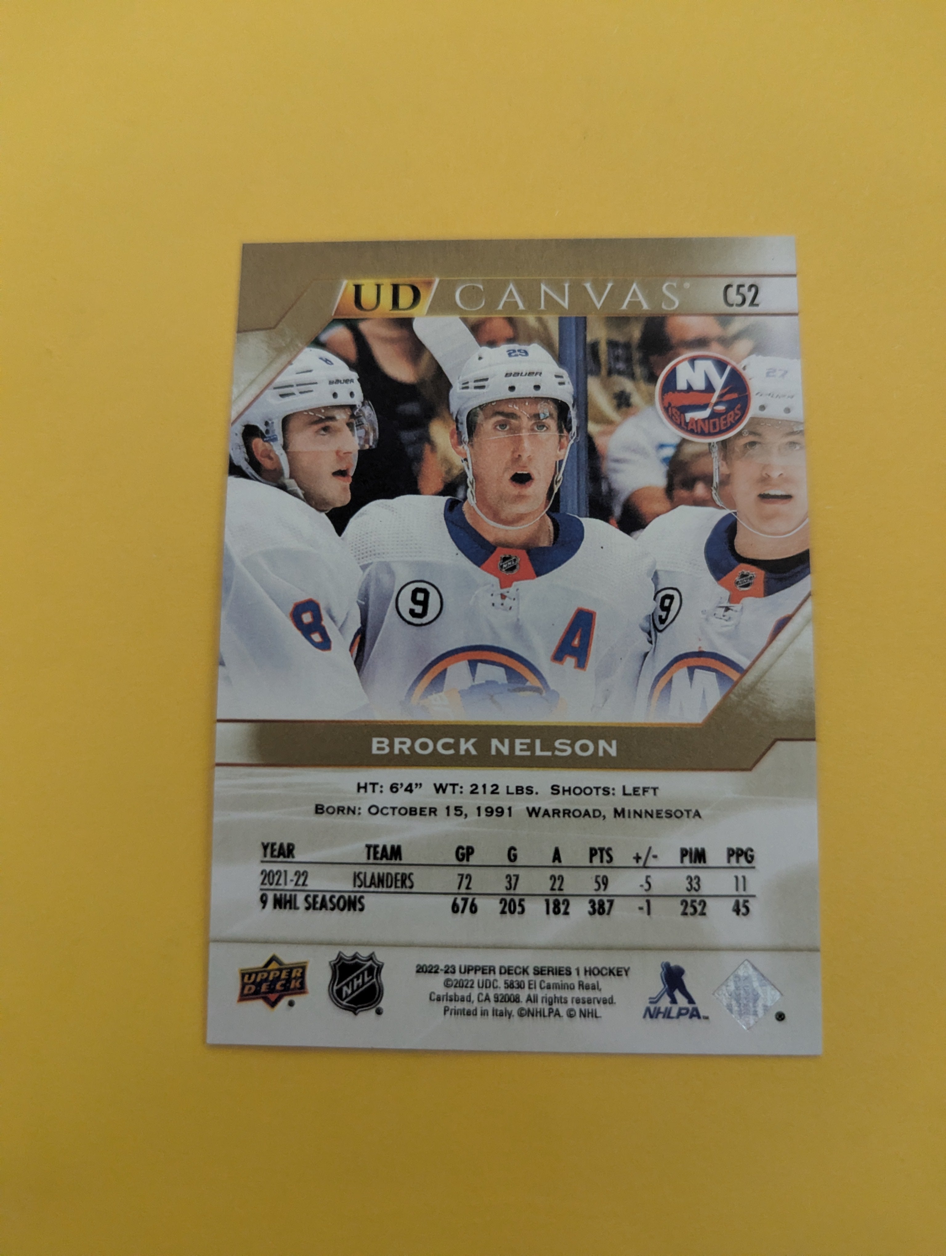 Brock Nelson 22-23 Upper Deck UD Canvas Card