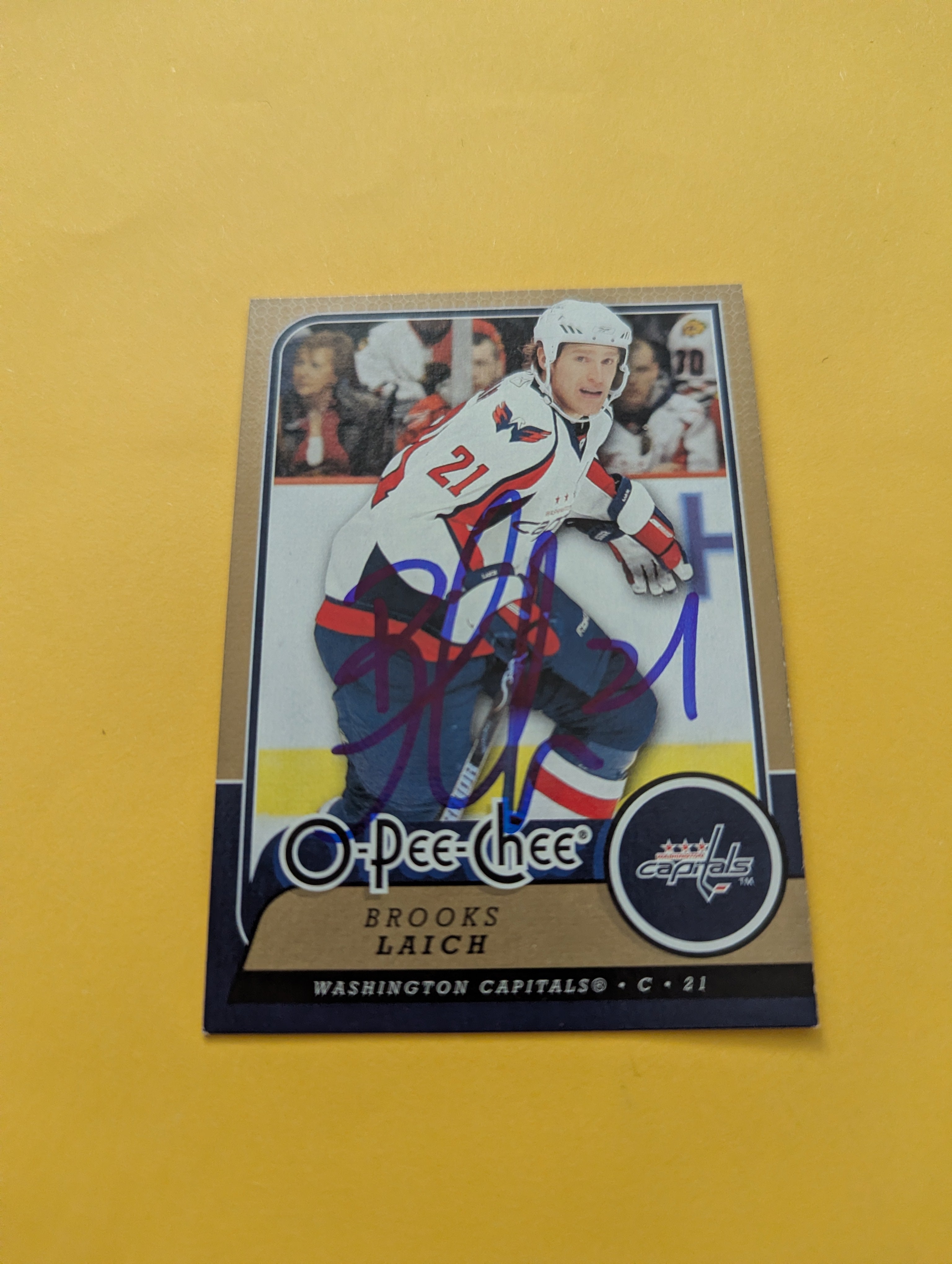 Brooks Laich Signed Washington Capitals Card