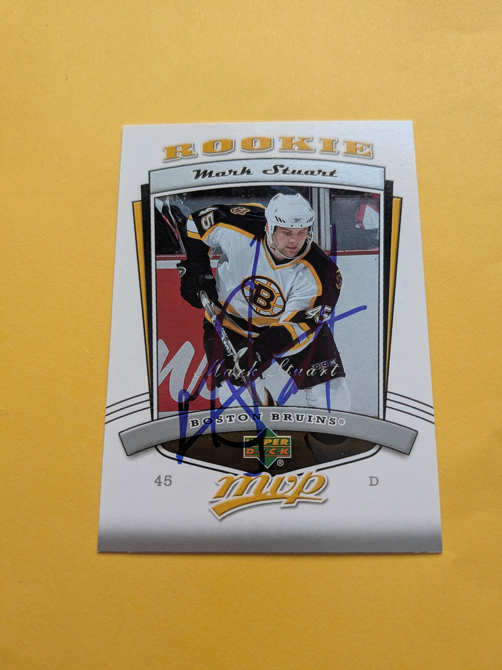 Mark Stuart Signed Boston Bruins Rookie Card D