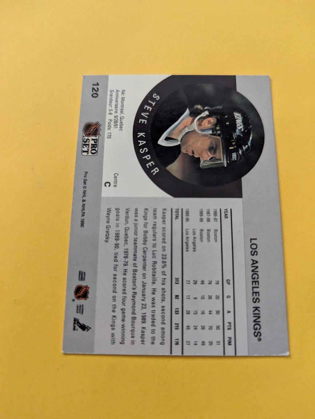 Steve Kasper Signed Los Angeles Kings Card