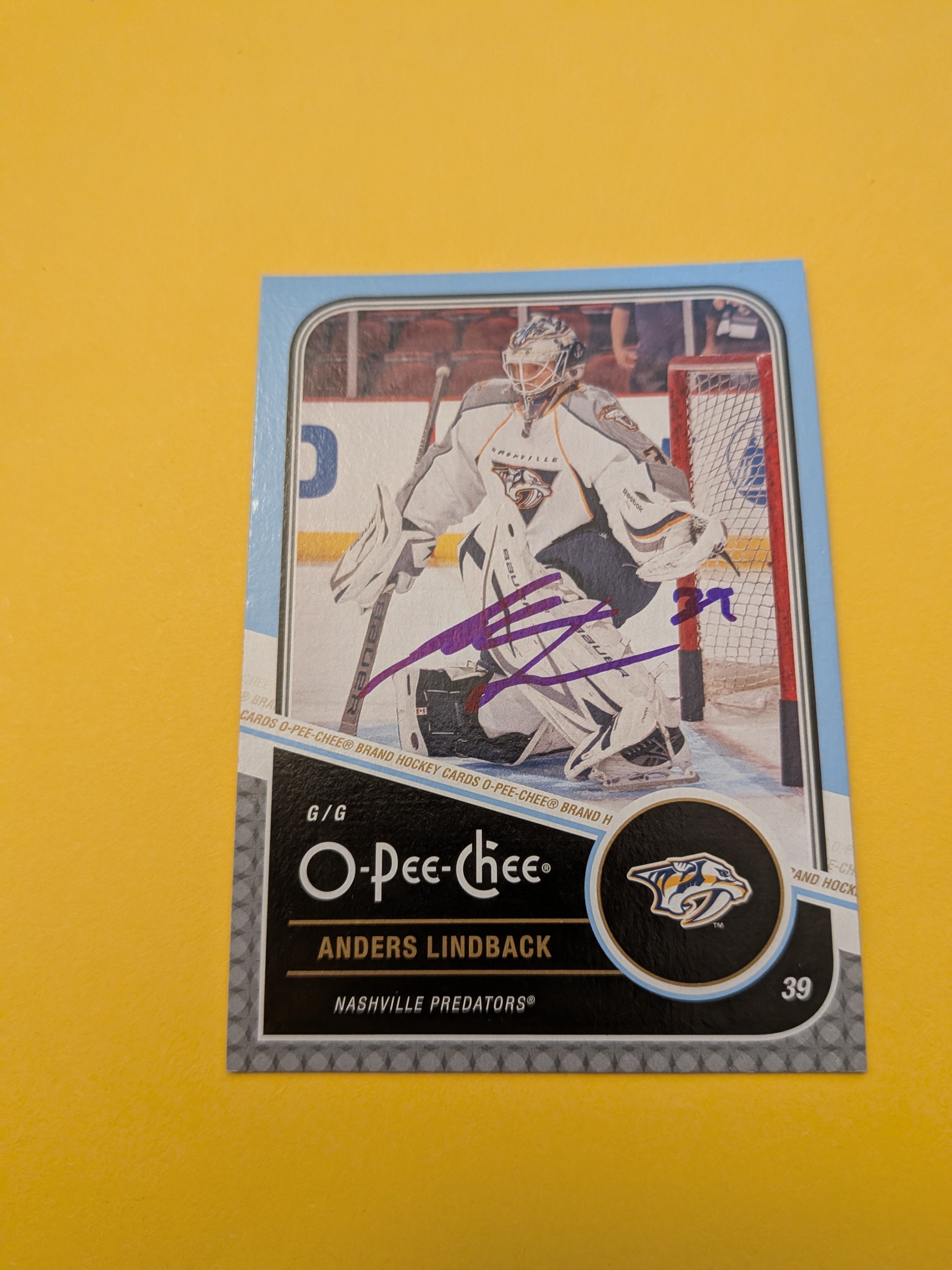 Anders Lindback Signed Nashville Predators Card C