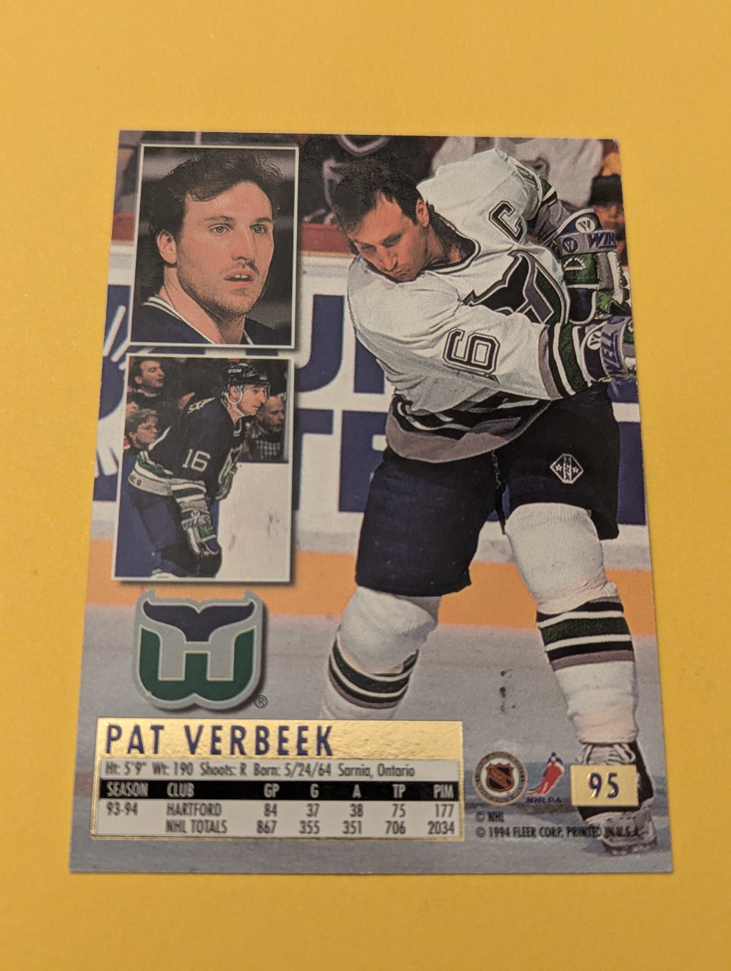 Pat Verbeek Signed Hartford Whalers Card