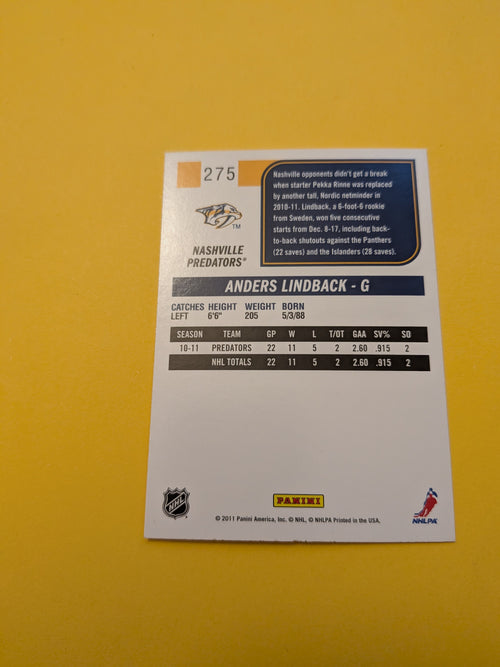 Anders Lindback Signed Nashville Predators Card E
