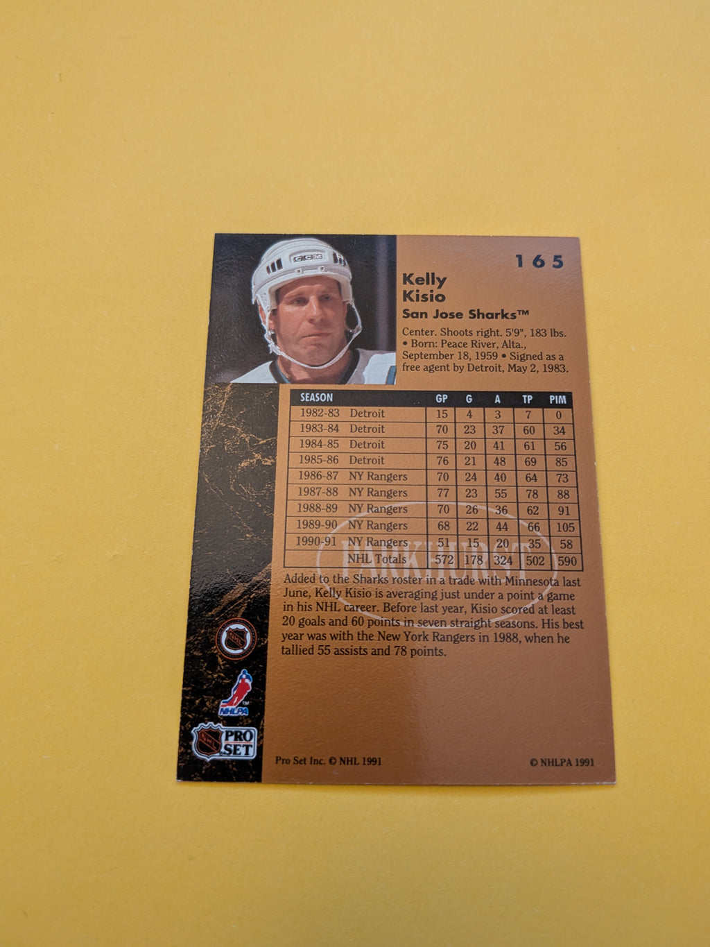 Kelly Kisio Signed San Jose Sharks Card D