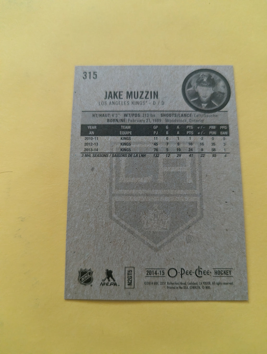 Jake Muzzin Signed Los Angeles Kings Card