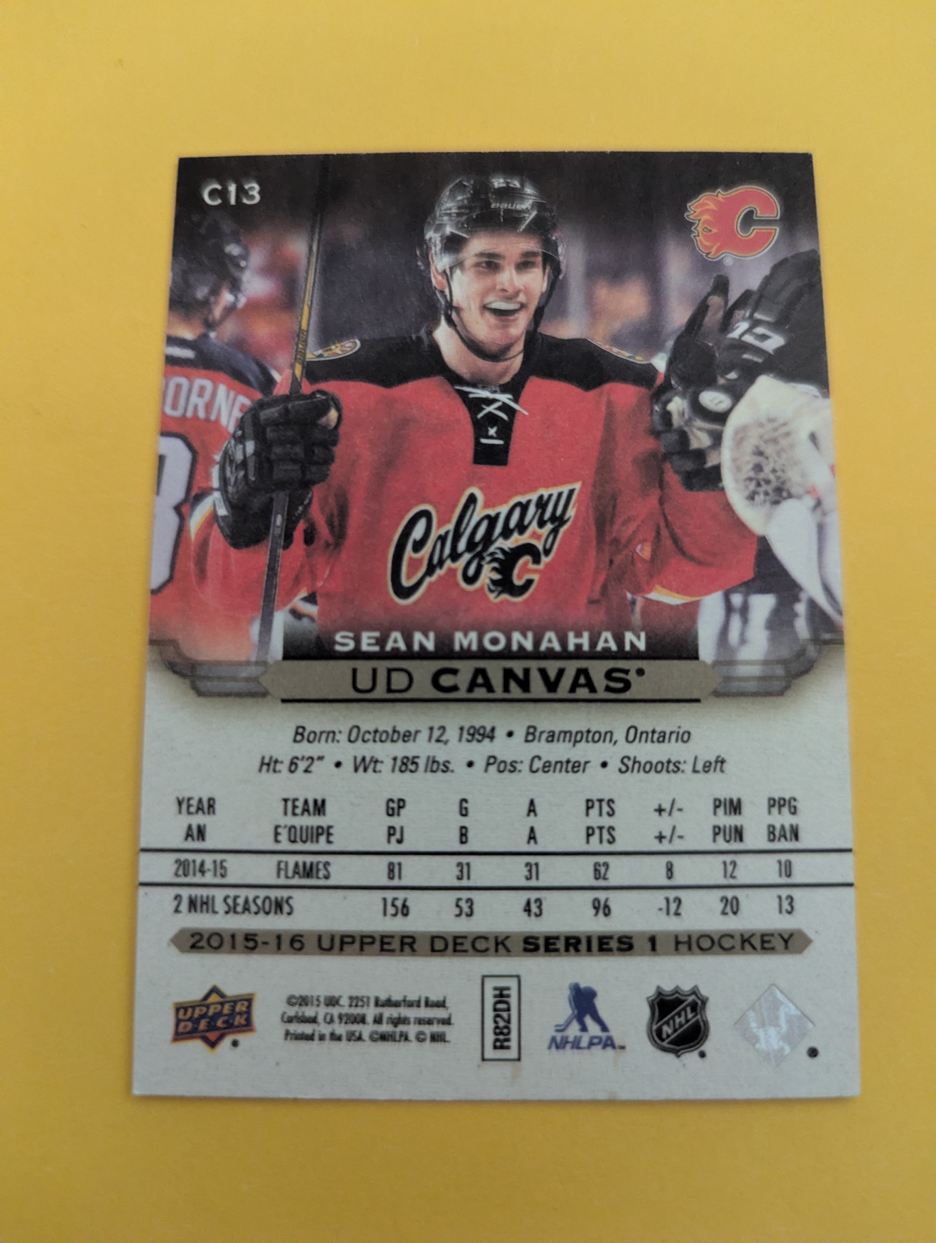 Sean Monahan 15-16 Upper Deck UD Canvas Card