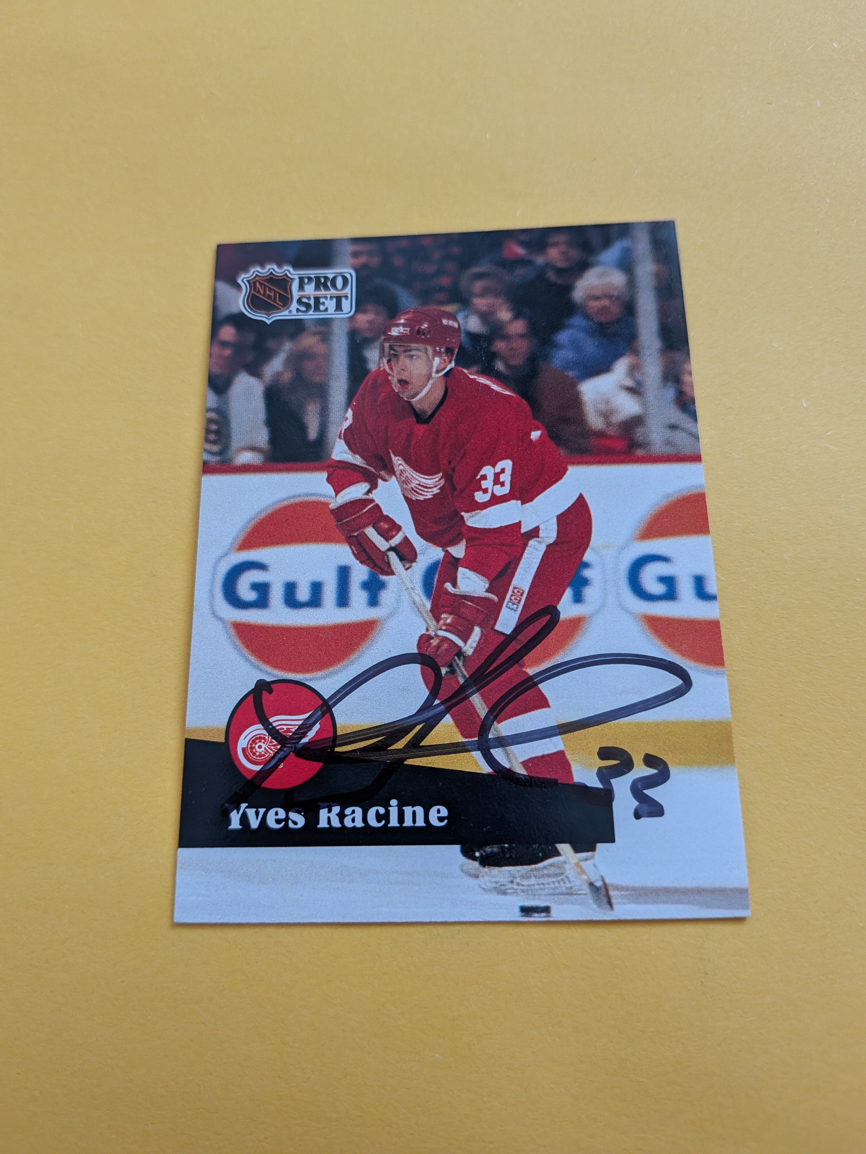 Yves Racine Signed Detroit Red Wings Card A
