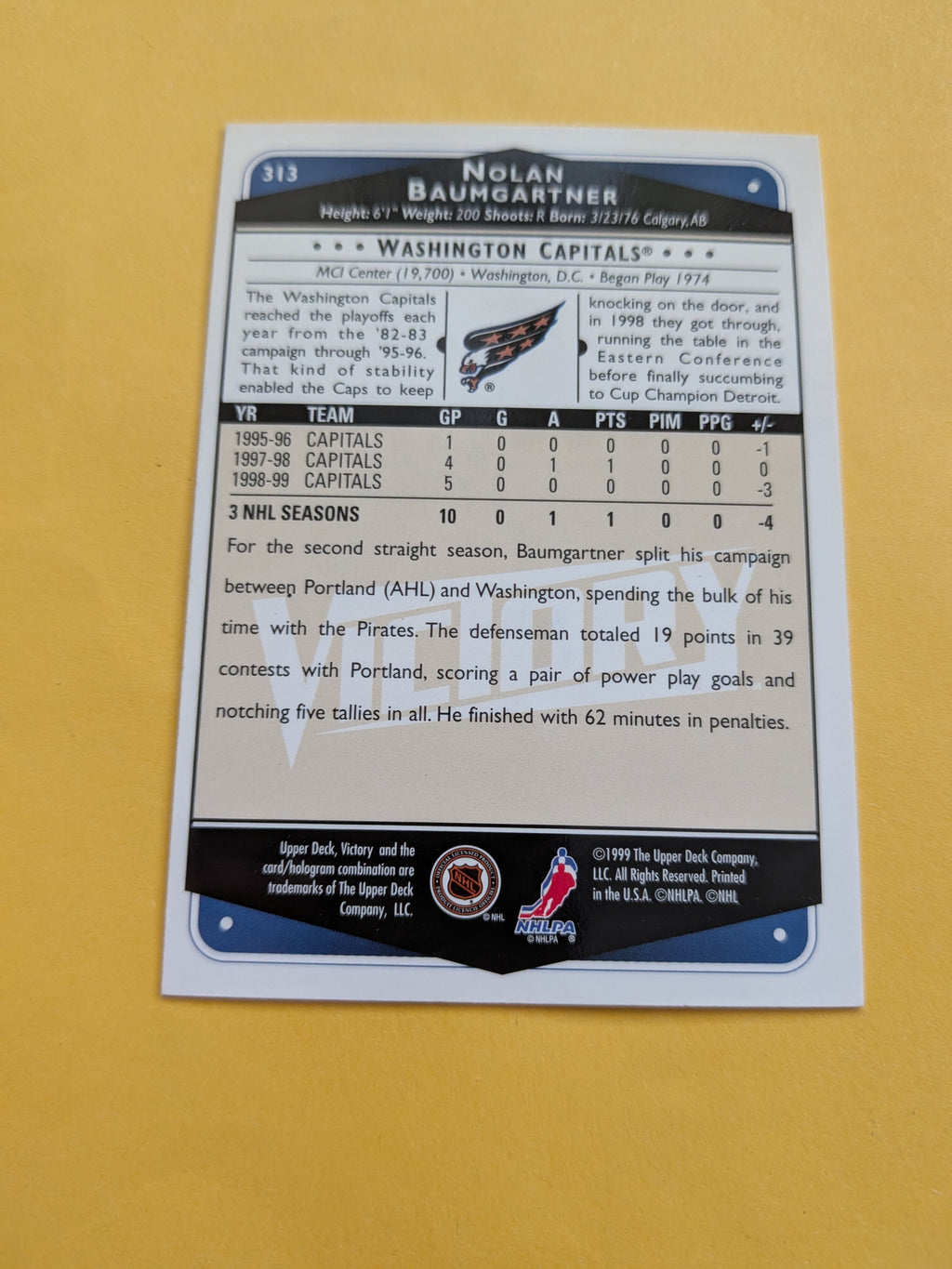Nolan Baumgartner Signed Washington Capitals Card A