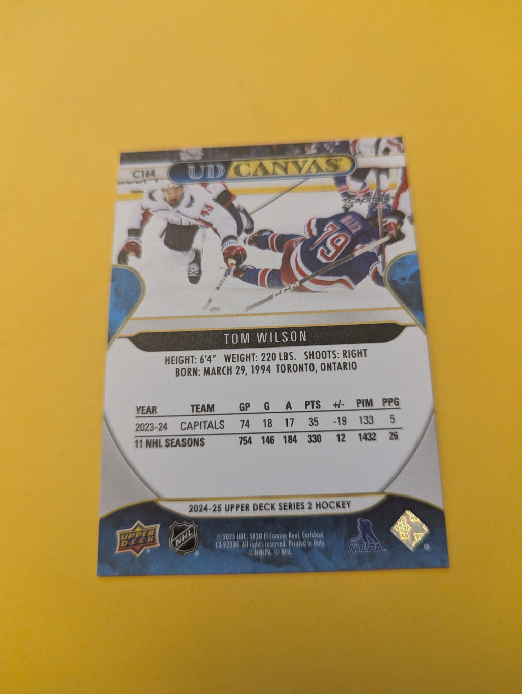 Tom Wilson 24-25 Upper Deck UD Canvas Card