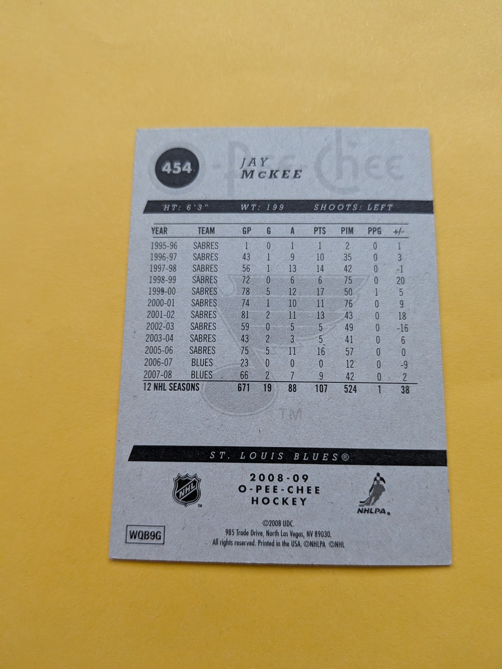 Jay McKee Signed St. Louis Blues Card E
