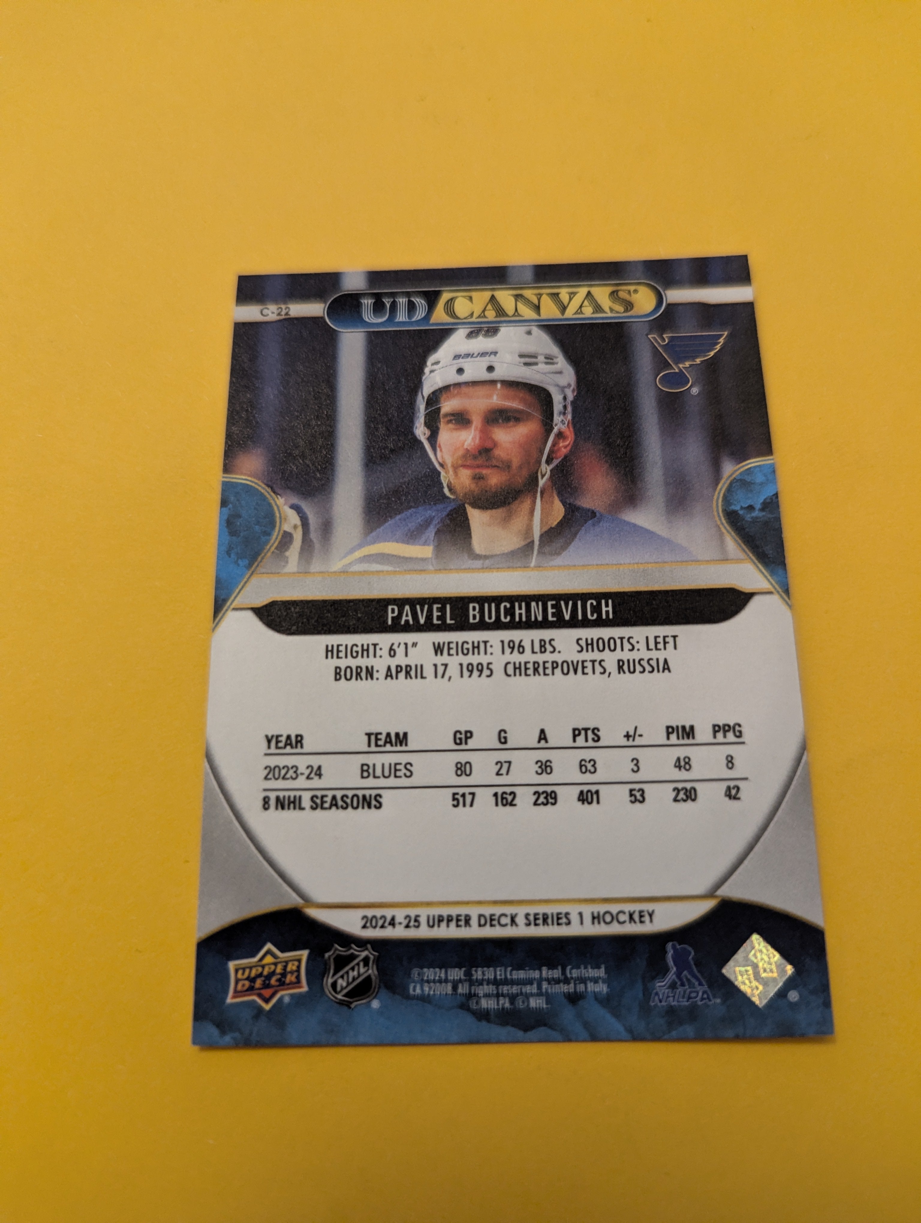 Pavel Buchnevich 24-25 Upper Deck UD Canvas Card