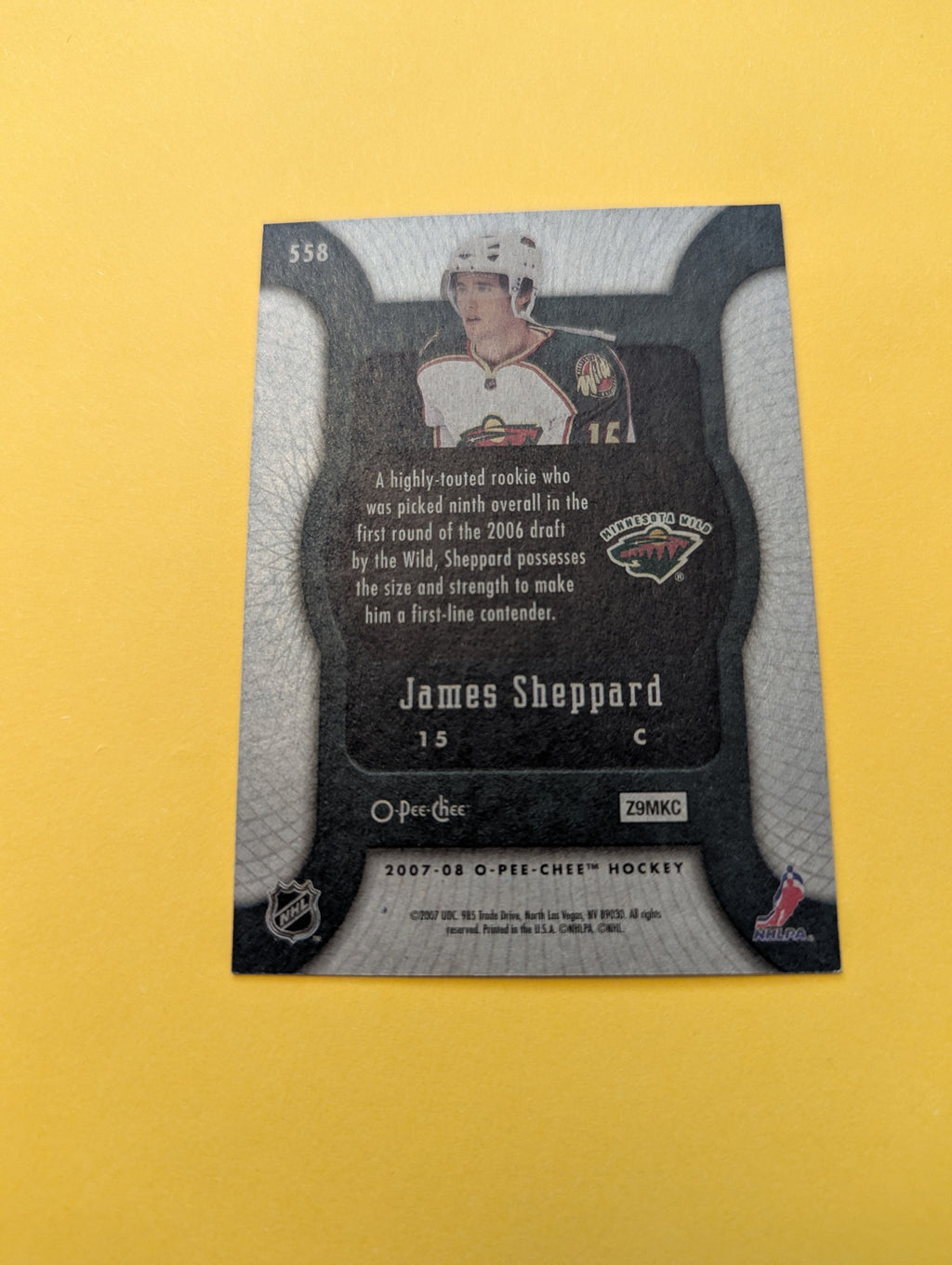 James Sheppard Signed Minnesota Wild Rookie Card