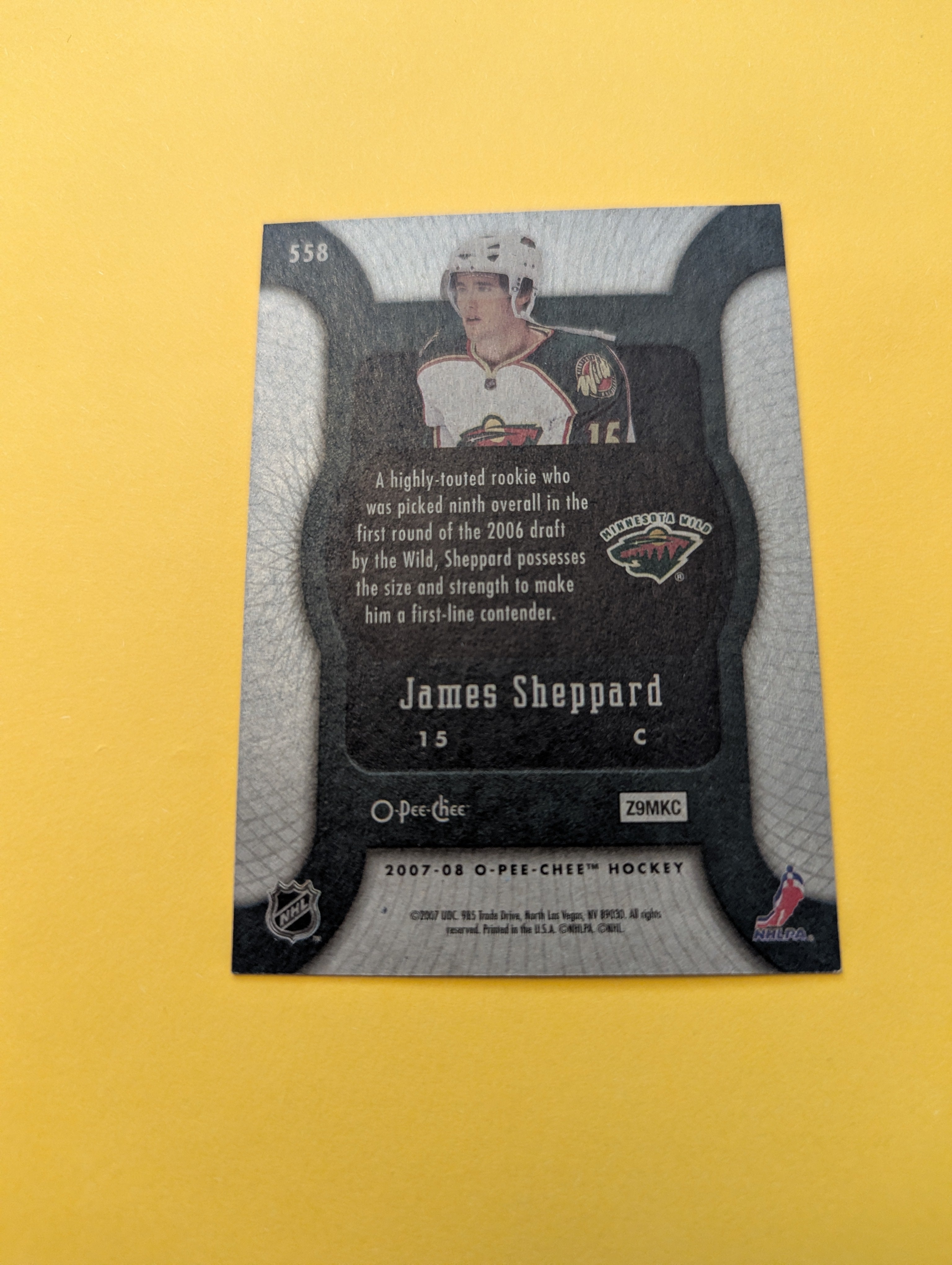 James Sheppard Signed Minnesota Wild Rookie Card