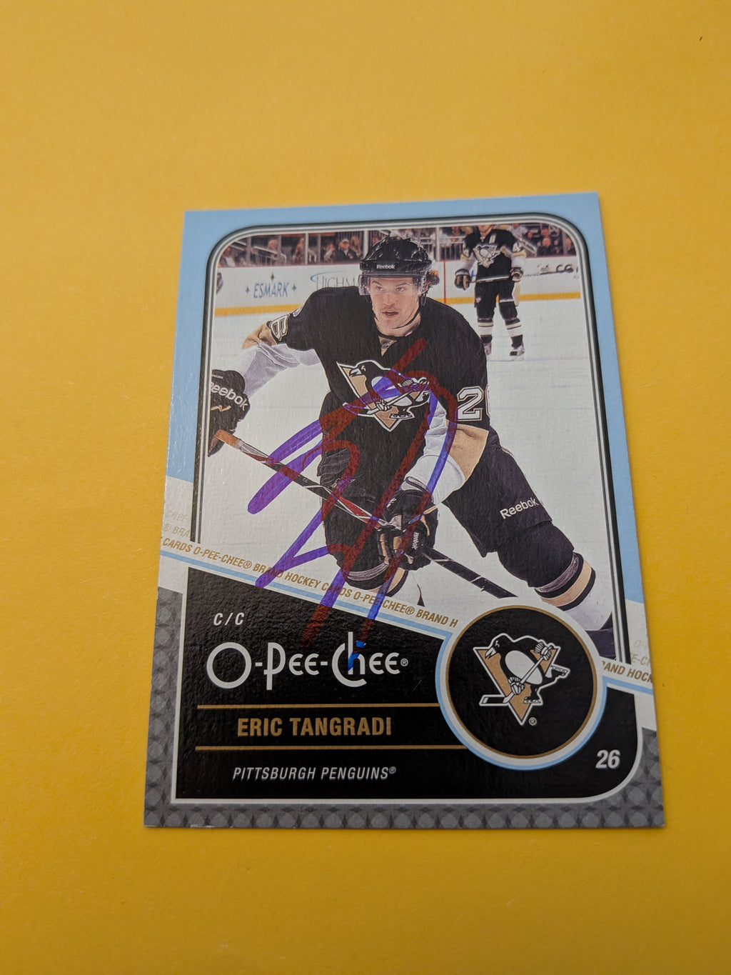 Eric Tangradi Signed Pittsburgh Penguins Card
