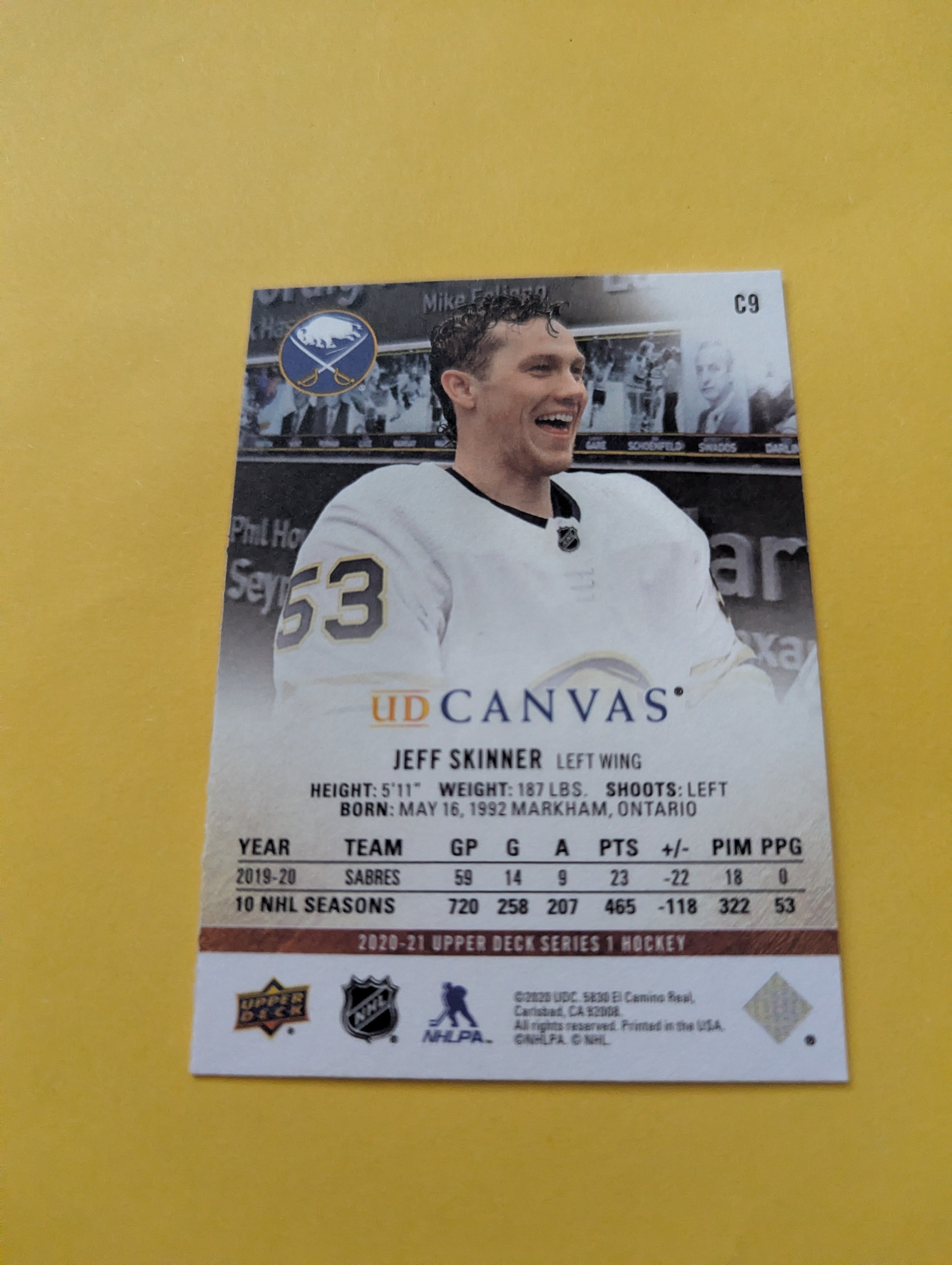Jeff Skinner 20-21 Upper Deck UD Canvas Card