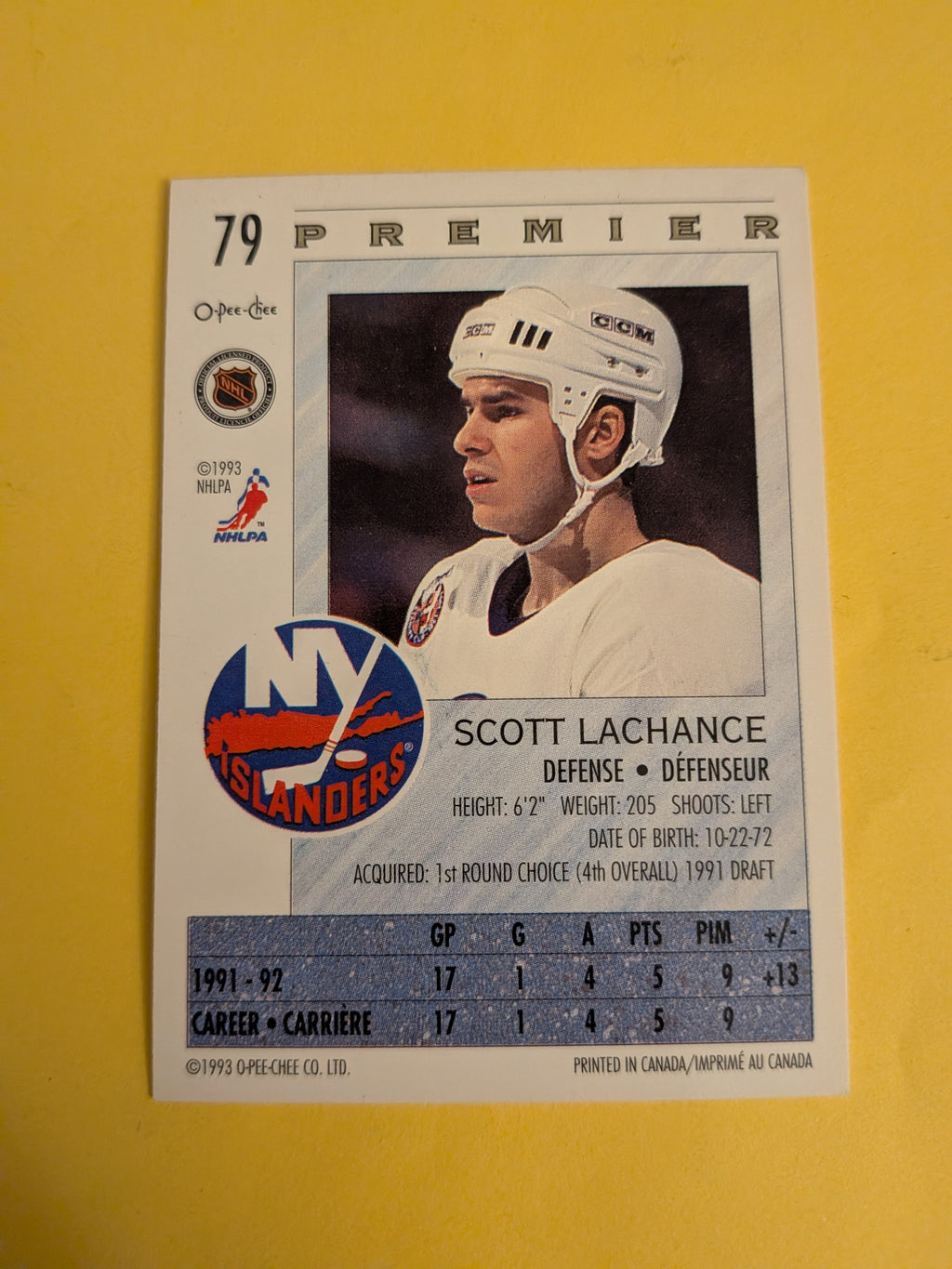 Scott Lachance Signed New York Islanders Card A