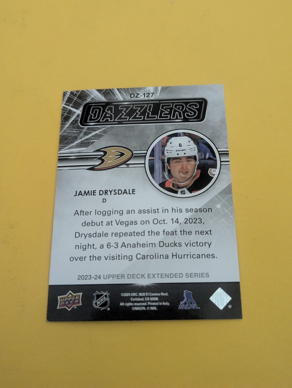 Jamie Drysdale 23-24 Upper Deck Dazzlers Green Card